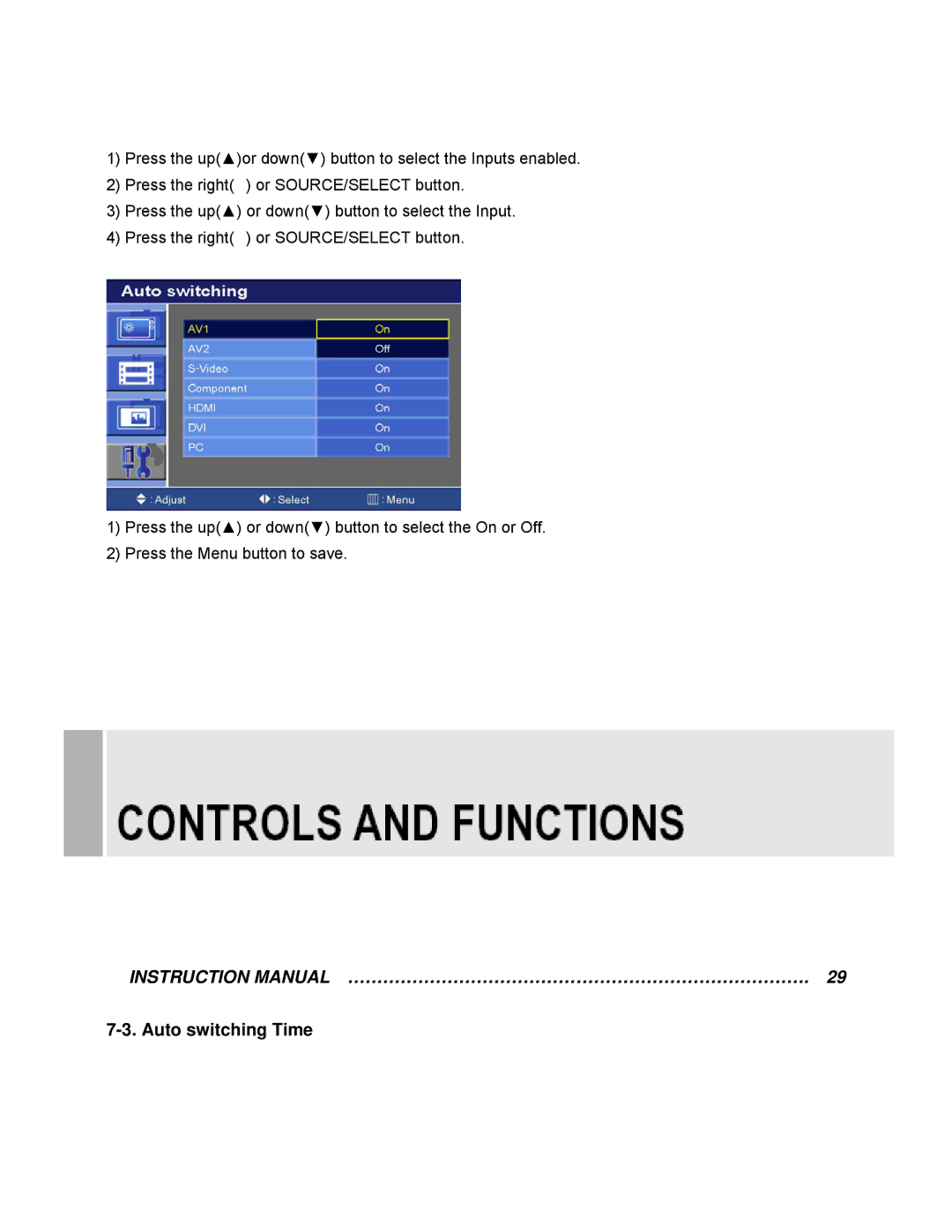 EverFocus EN-7519C, EN-7517C instruction manual Auto switching Time 