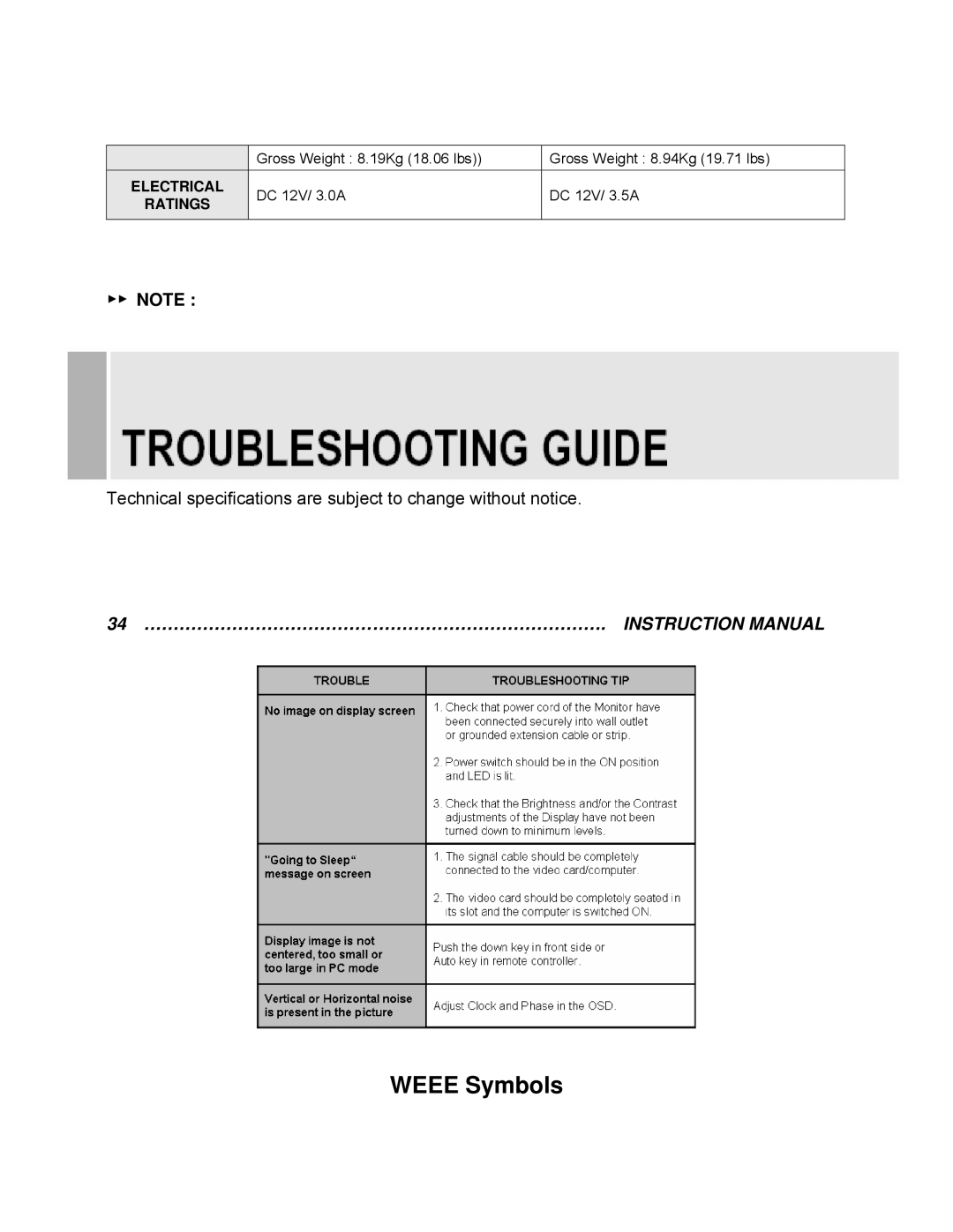 EverFocus EN-7519C, EN-7517C instruction manual Weee Symbols 