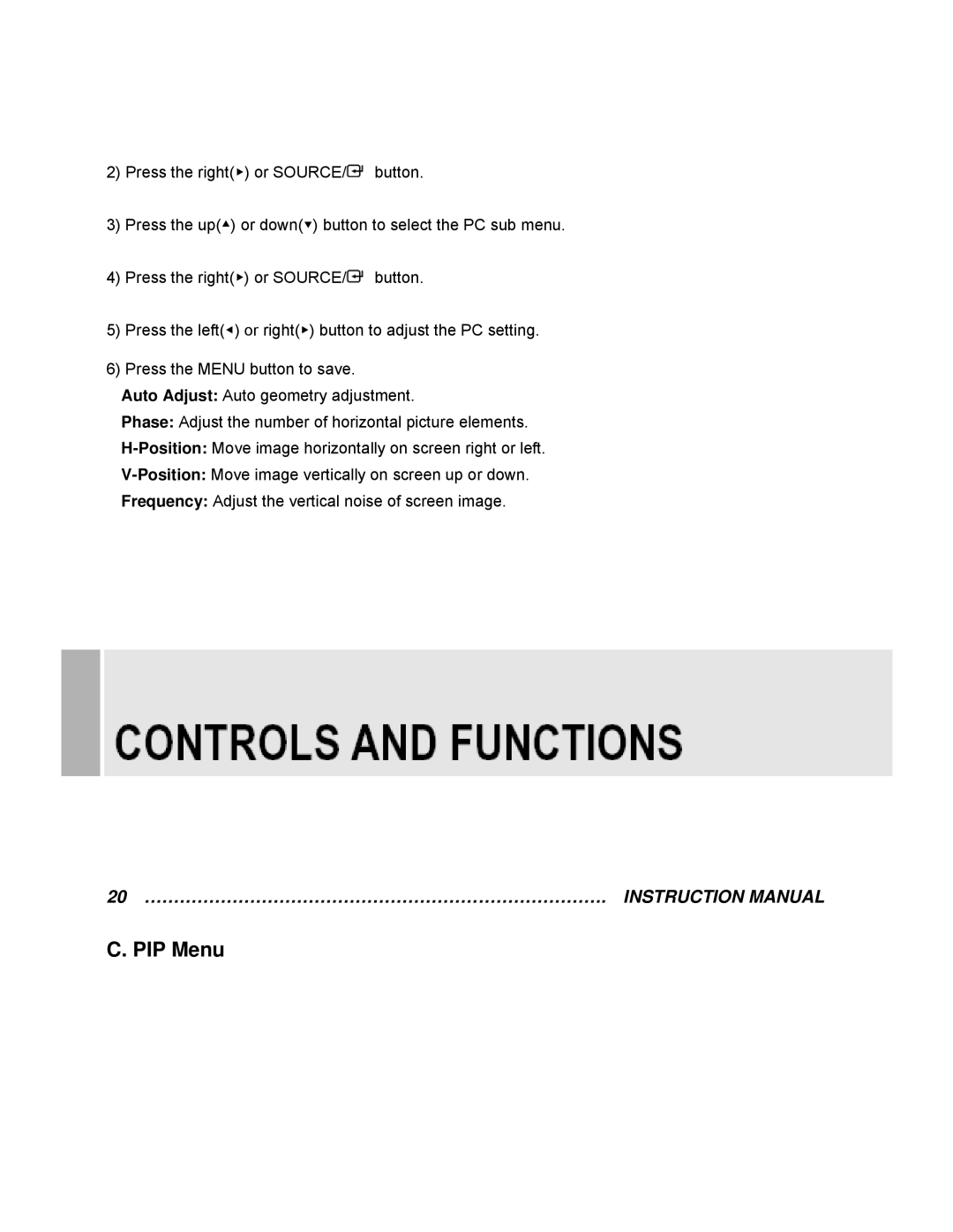 EverFocus EN-7522C instruction manual PIP Menu 