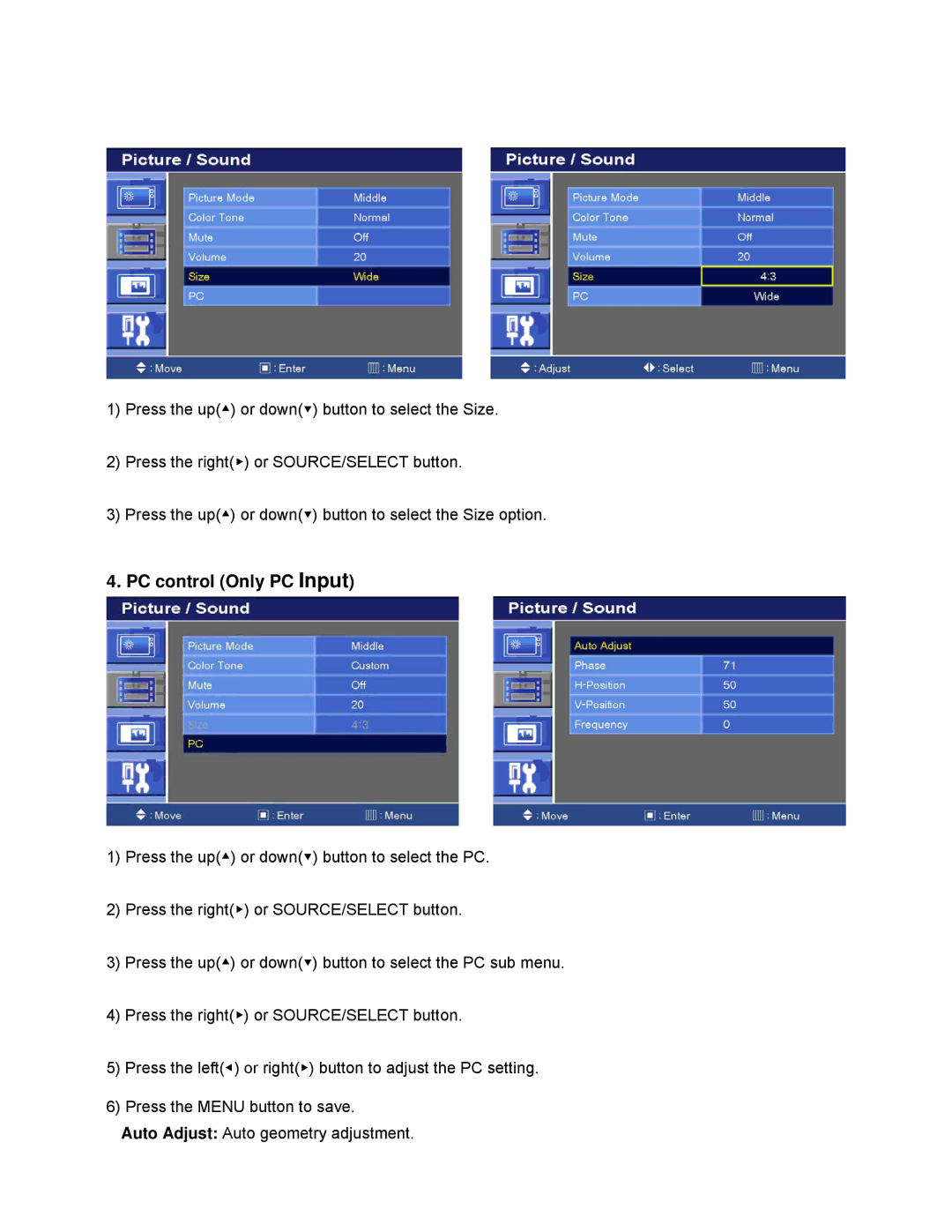 EverFocus EN-7542H manual PC control Only PC Input 