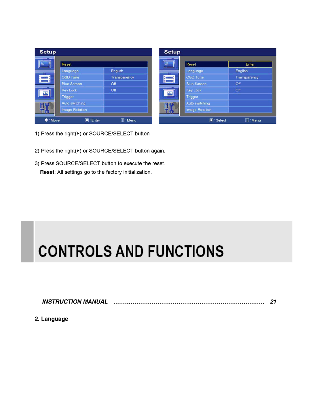 EverFocus EN-7542H manual Language 