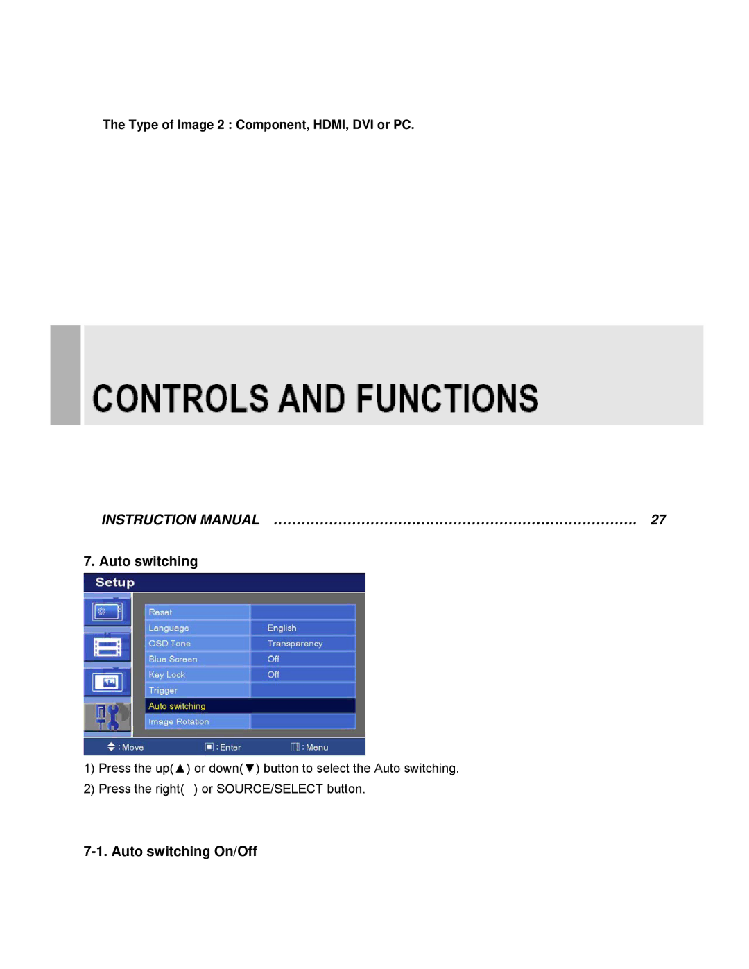 EverFocus EN-7542H manual Auto switching On/Off 