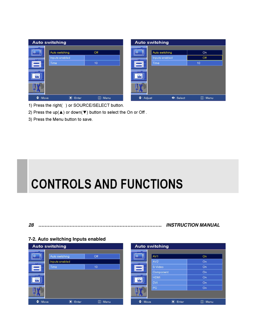 EverFocus EN-7542H manual Auto switching Inputs enabled 