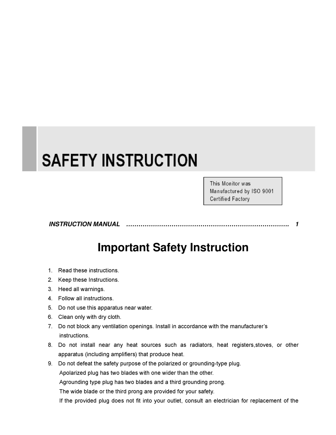 EverFocus EN-7542H manual Important Safety Instruction 