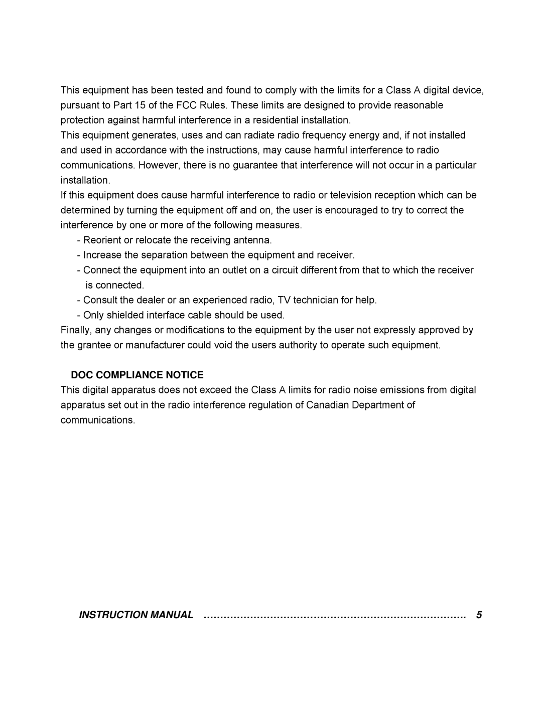 EverFocus EN-7542H manual DOC Compliance Notice 