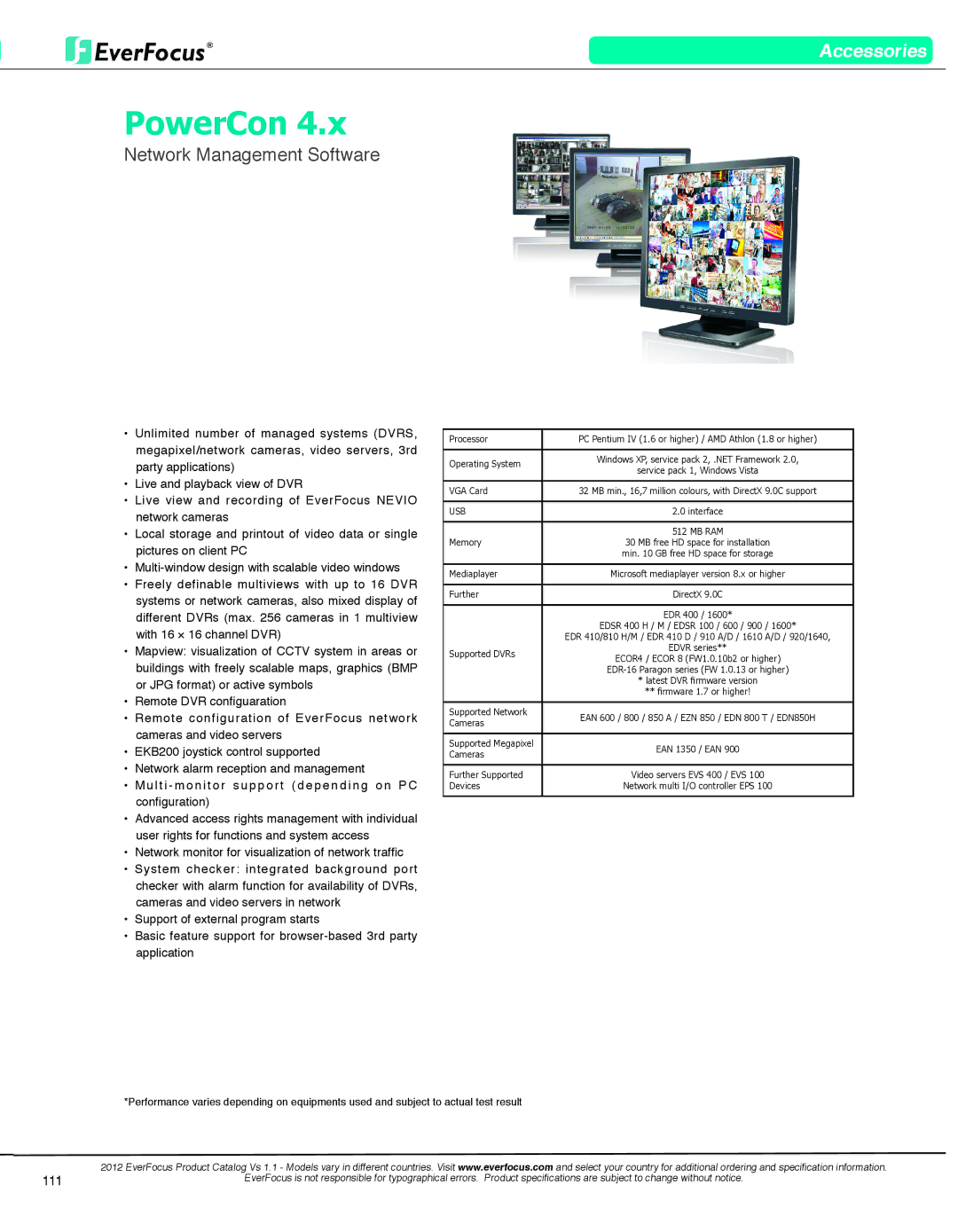 EverFocus EN7519VGA dimensions PowerCon, 111 