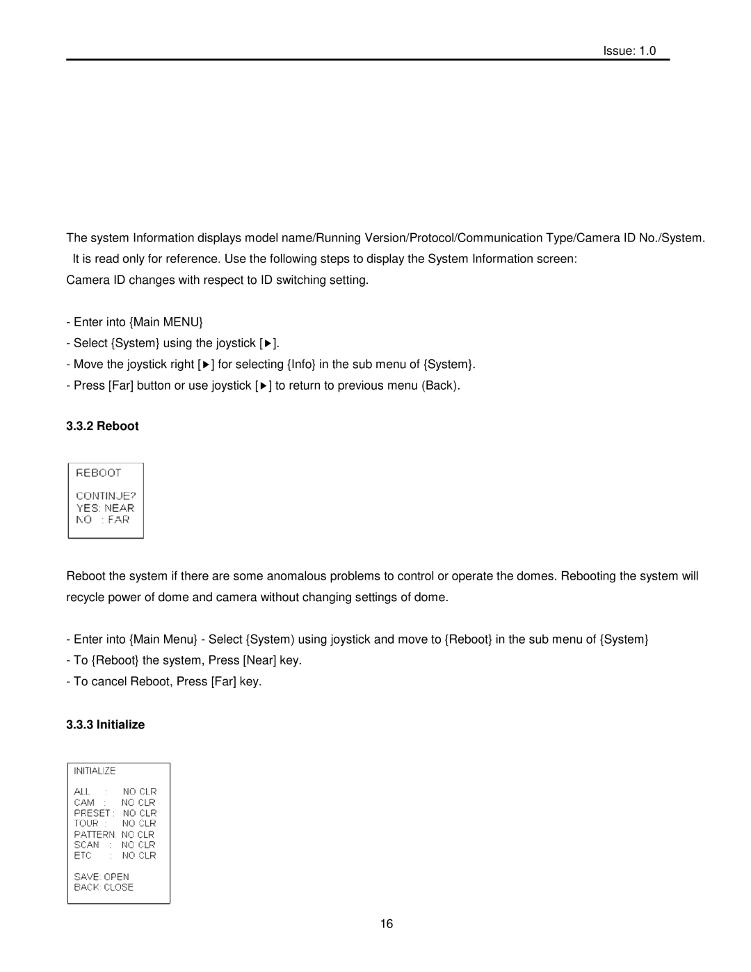 EverFocus EPH5212 user manual Initialize 