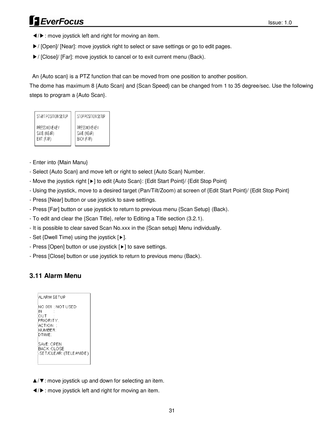 EverFocus EPH5212 user manual To save settings 