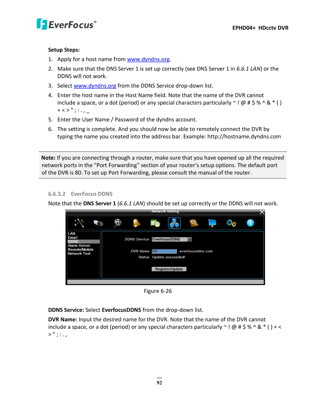 EverFocus user manual EPHD04+ HDcctv DVR Setup Steps, EverFocus Ddns 