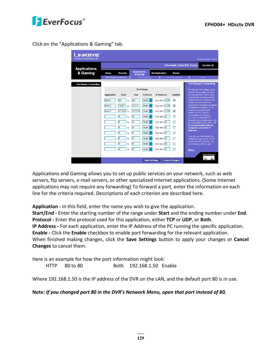 EverFocus EPHD04+ user manual 129 