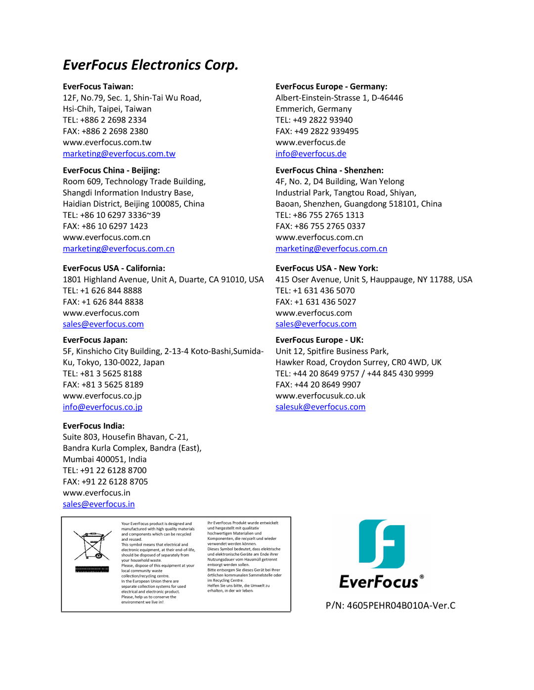 EverFocus EPHD04+ user manual EverFocus Electronics Corp 