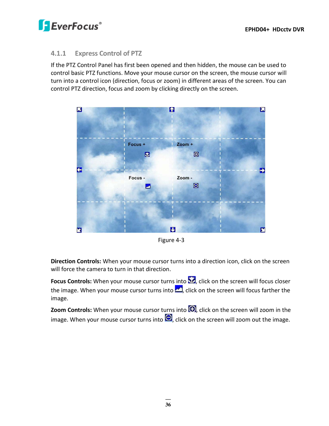 EverFocus EPHD04+ user manual Express Control of PTZ 