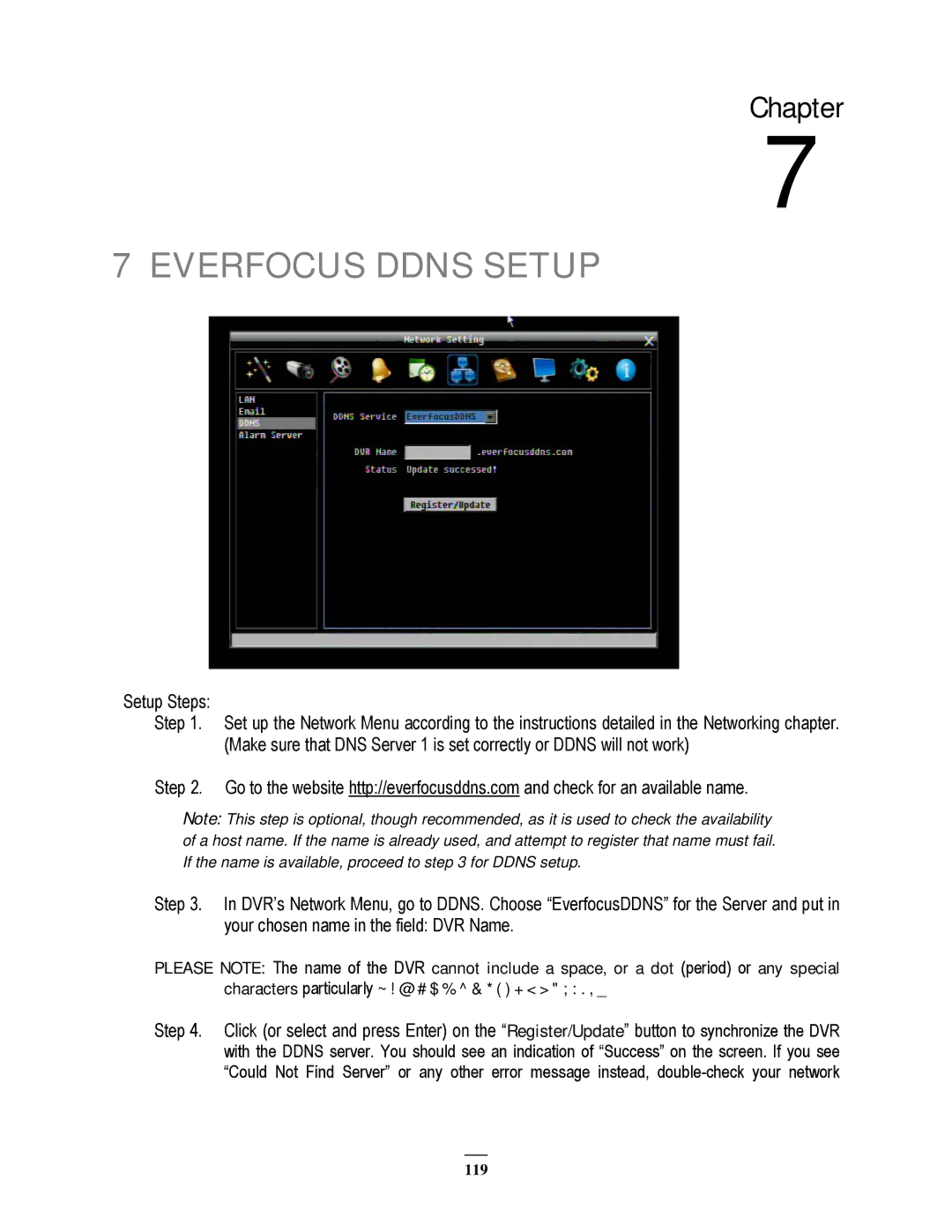 EverFocus EPHD08 user manual Everfocus Ddns Setup 