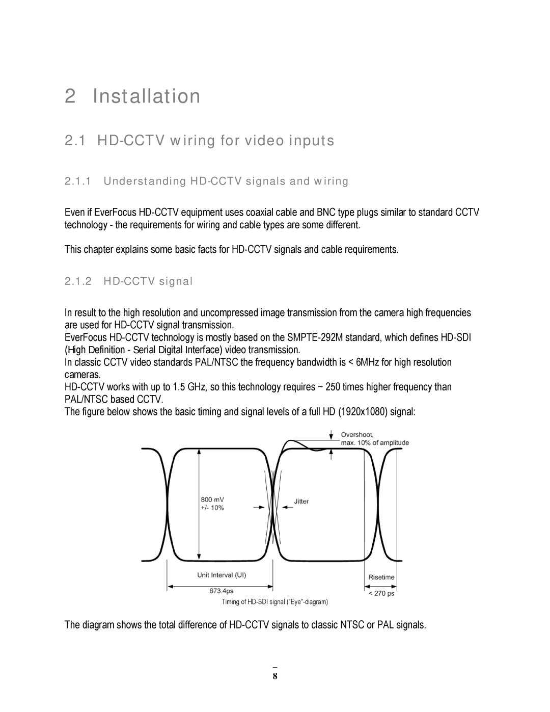 EverFocus EPHD08 user manual HD-CCTV wiring for video inputs, Understanding HD-CCTV signals and wiring 