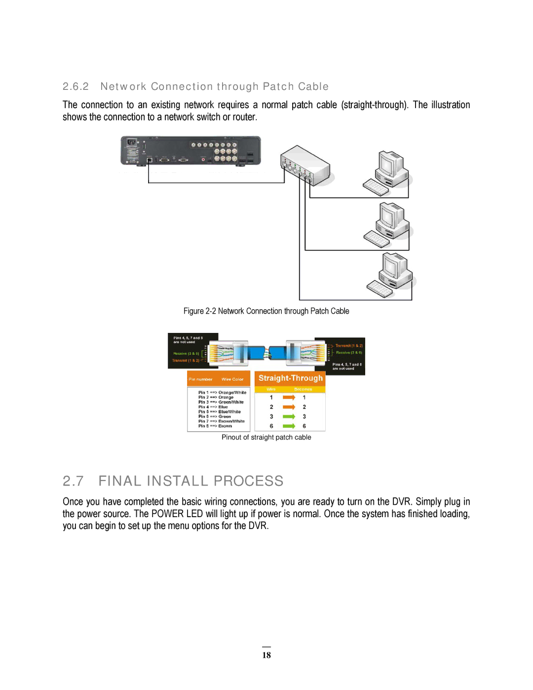 EverFocus EPHD08 user manual Final Install Process, Network Connection through Patch Cable 