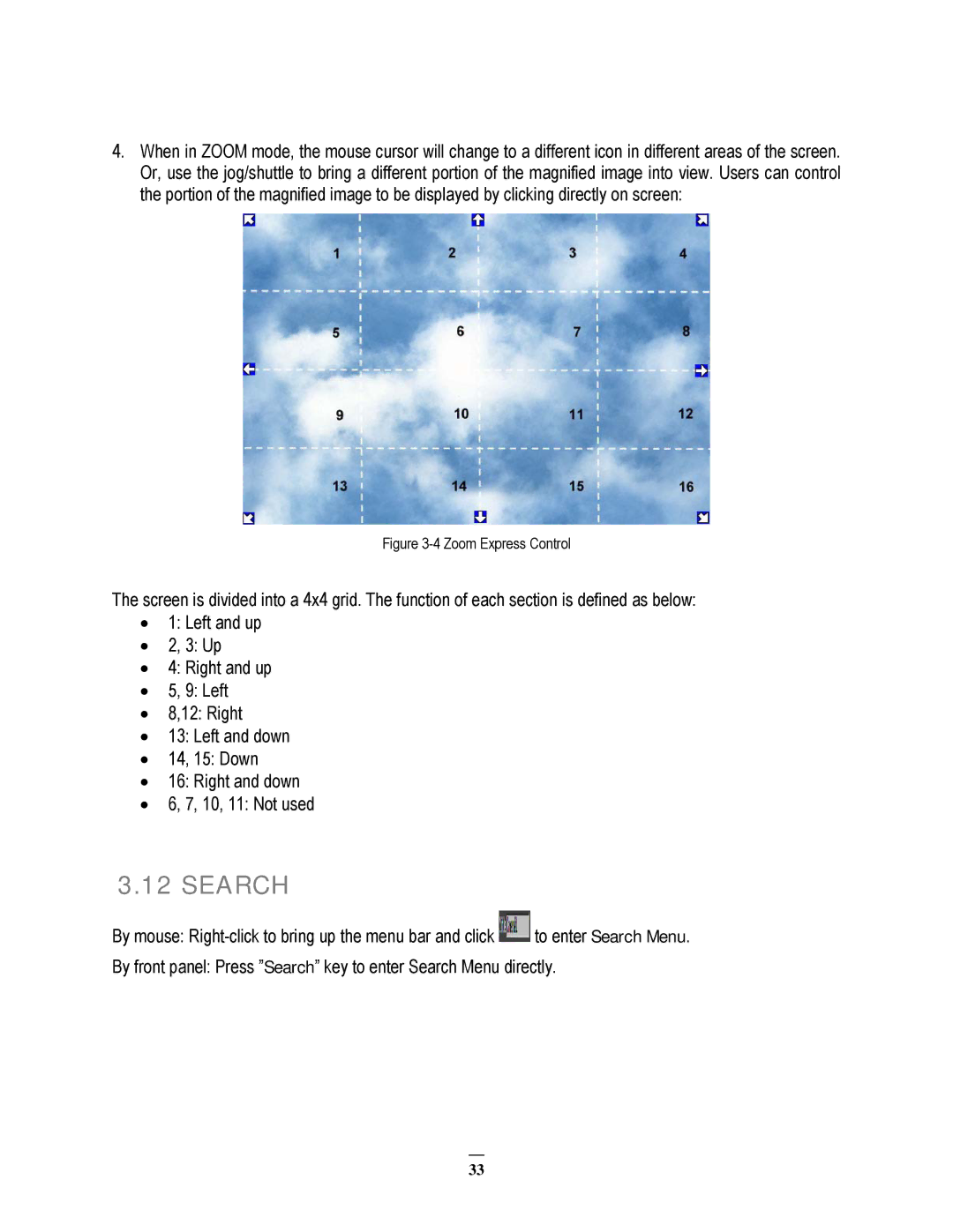 EverFocus EPHD08 user manual Search, Zoom Express Control 