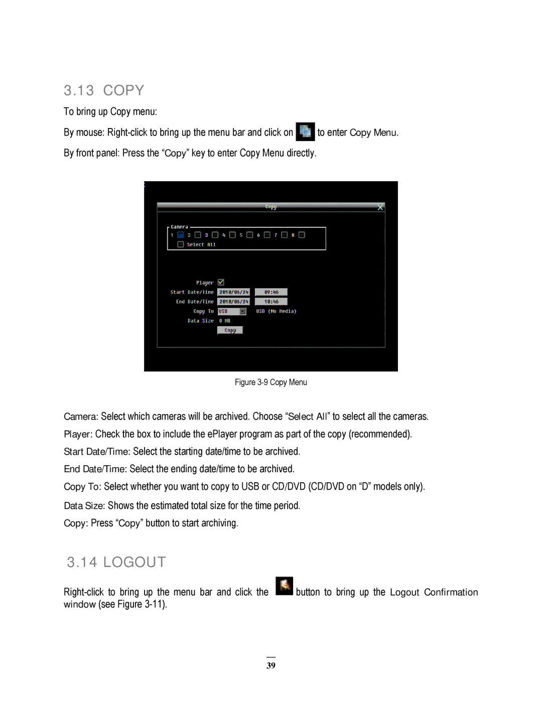 EverFocus EPHD08 user manual Copy, Logout 