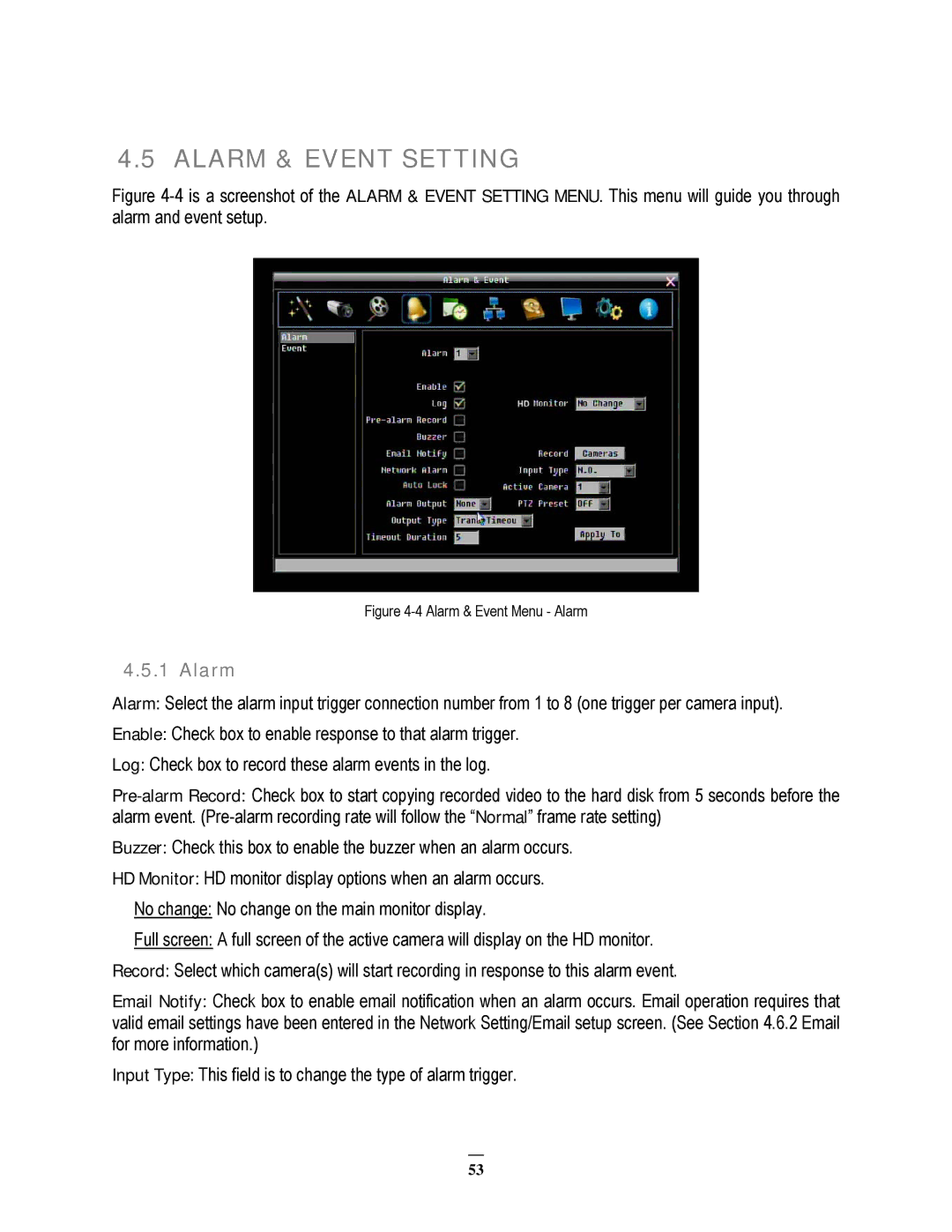 EverFocus EPHD08 user manual Alarm & Event Setting 