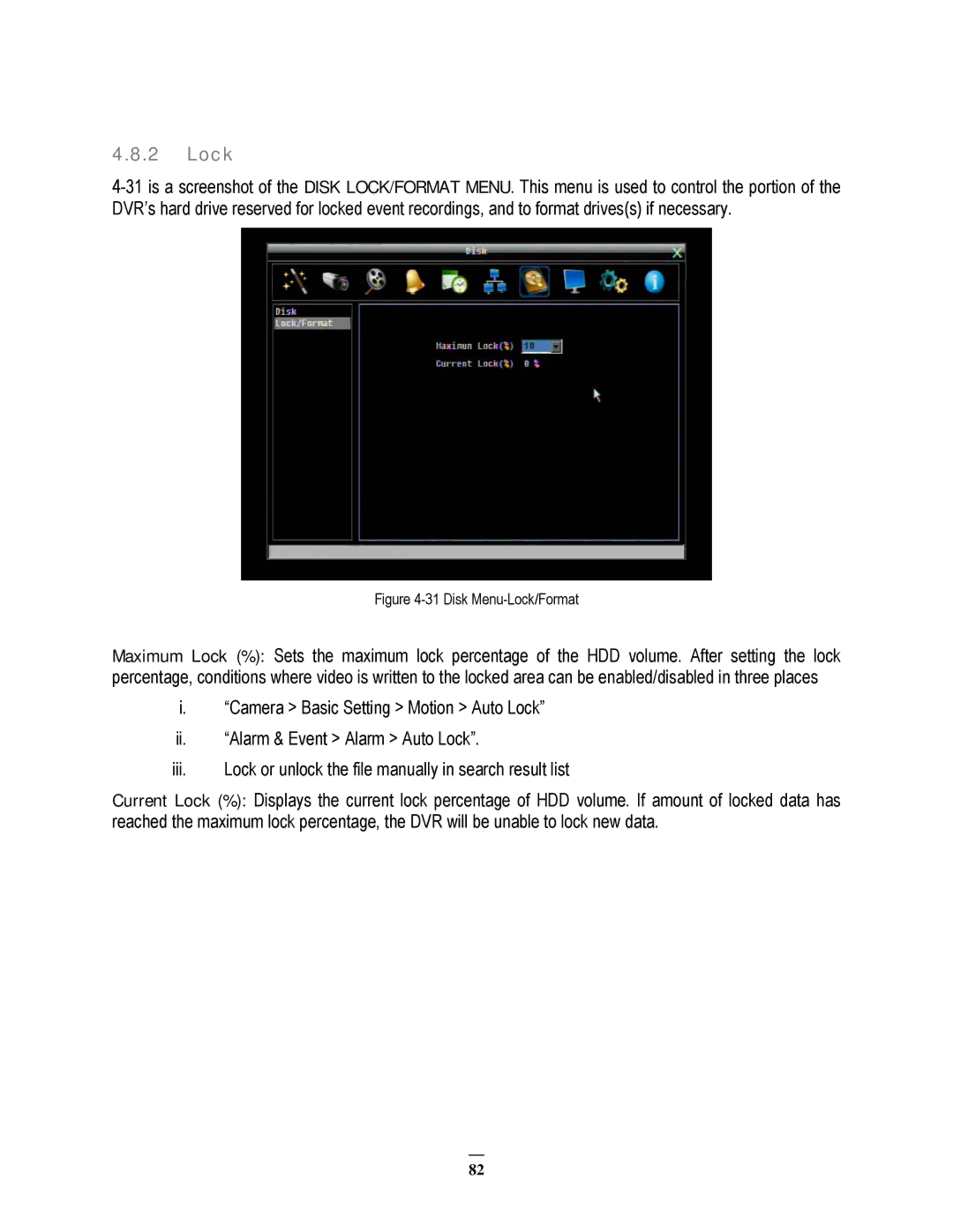 EverFocus EPHD08 user manual Disk Menu-Lock/Format 