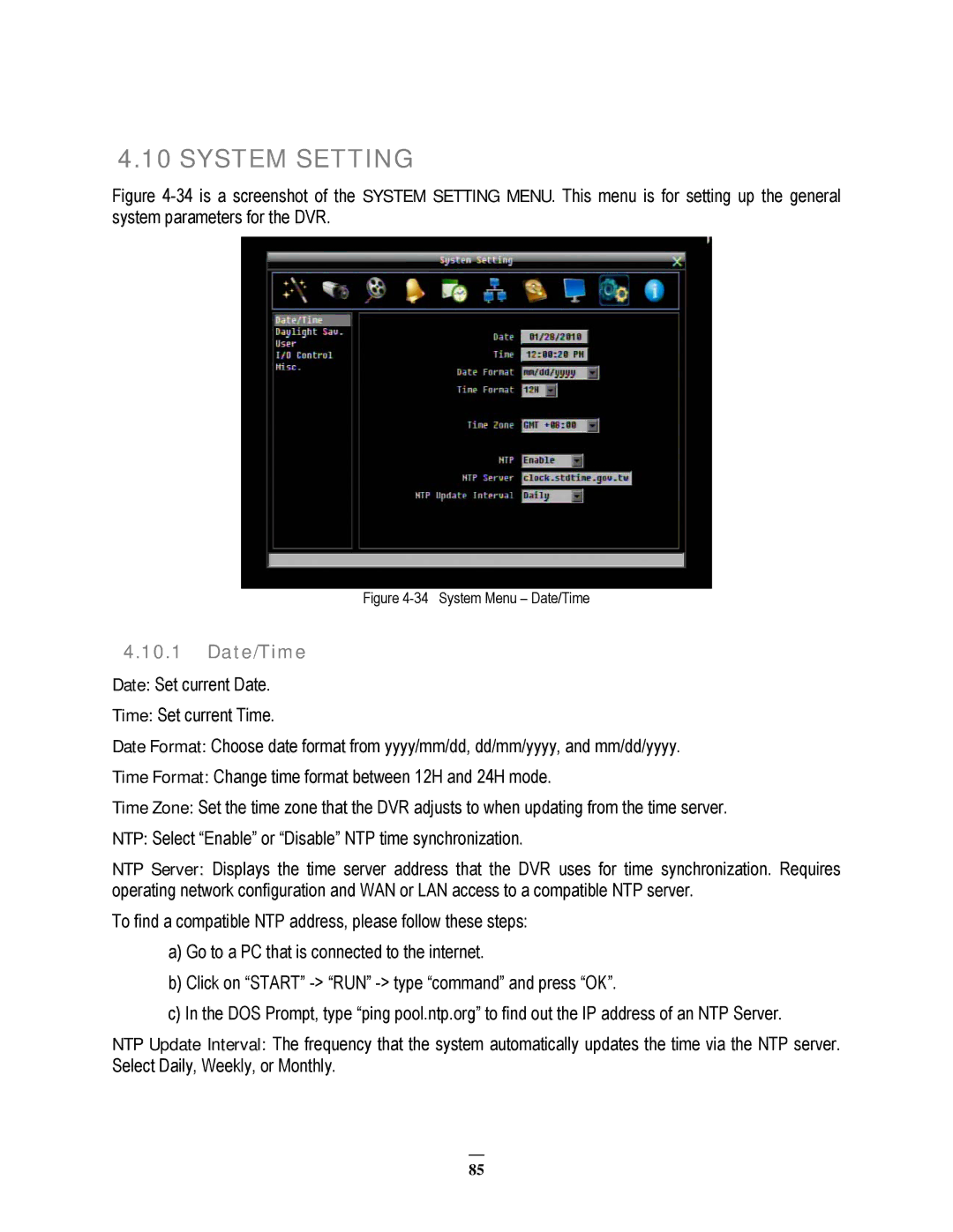 EverFocus EPHD08 user manual System Setting, Date/Time 