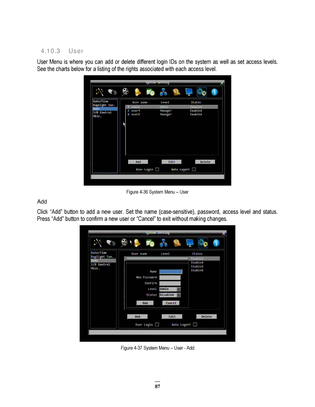 EverFocus EPHD08 user manual User, Add 