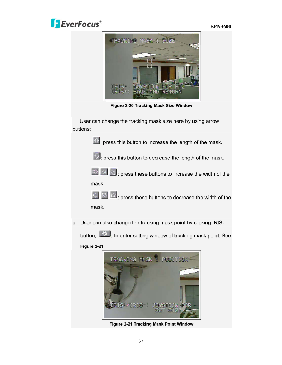 EverFocus EPN3600 user manual Tracking Mask Size Window 