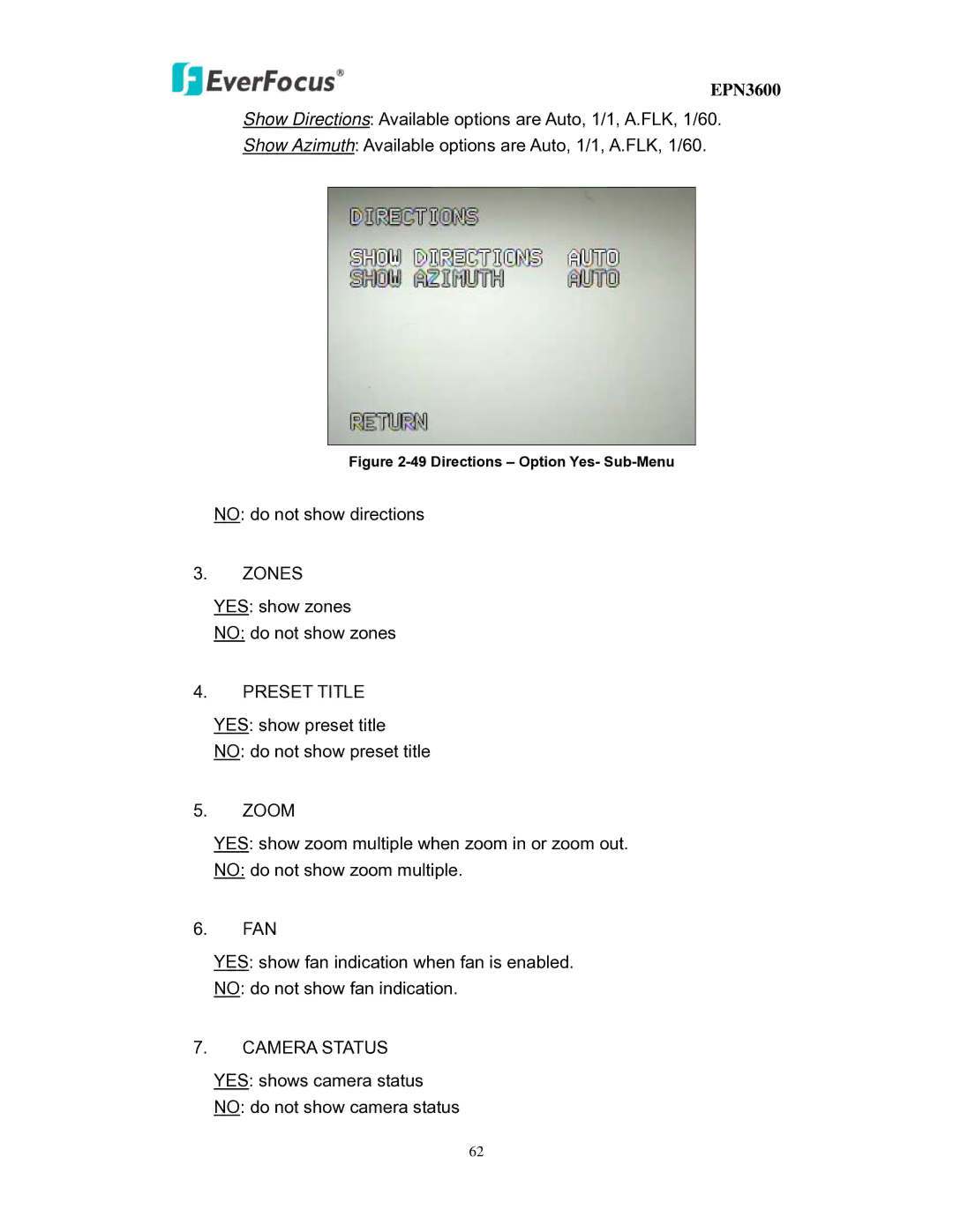 EverFocus EPN3600 user manual Zones 