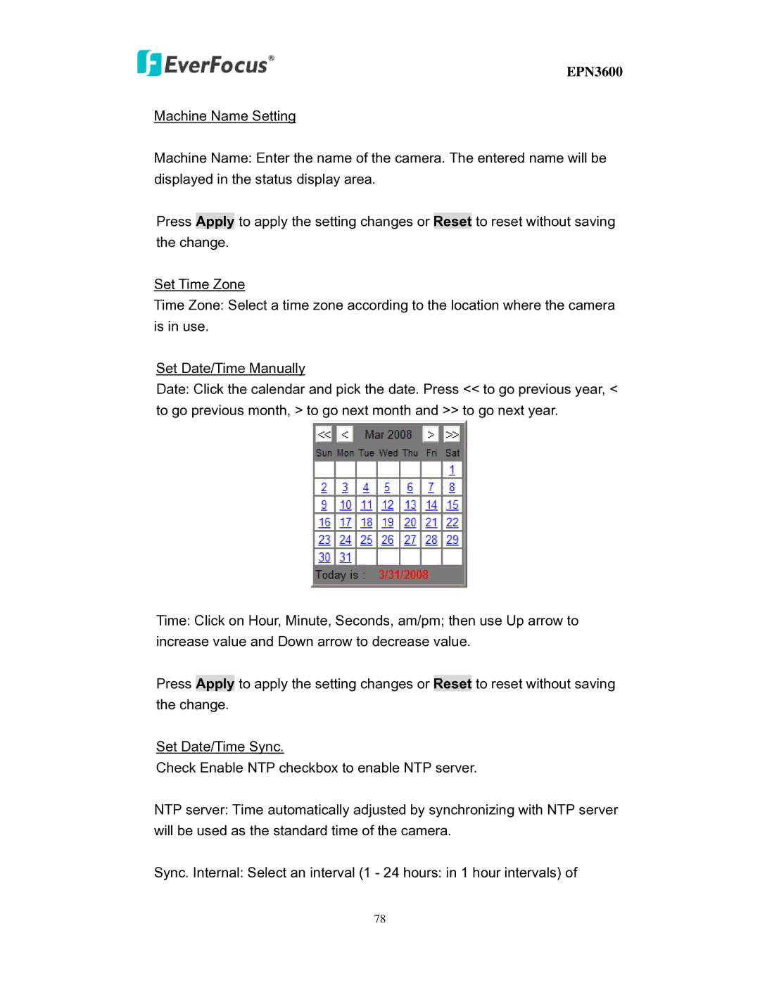 EverFocus EPN3600 user manual 