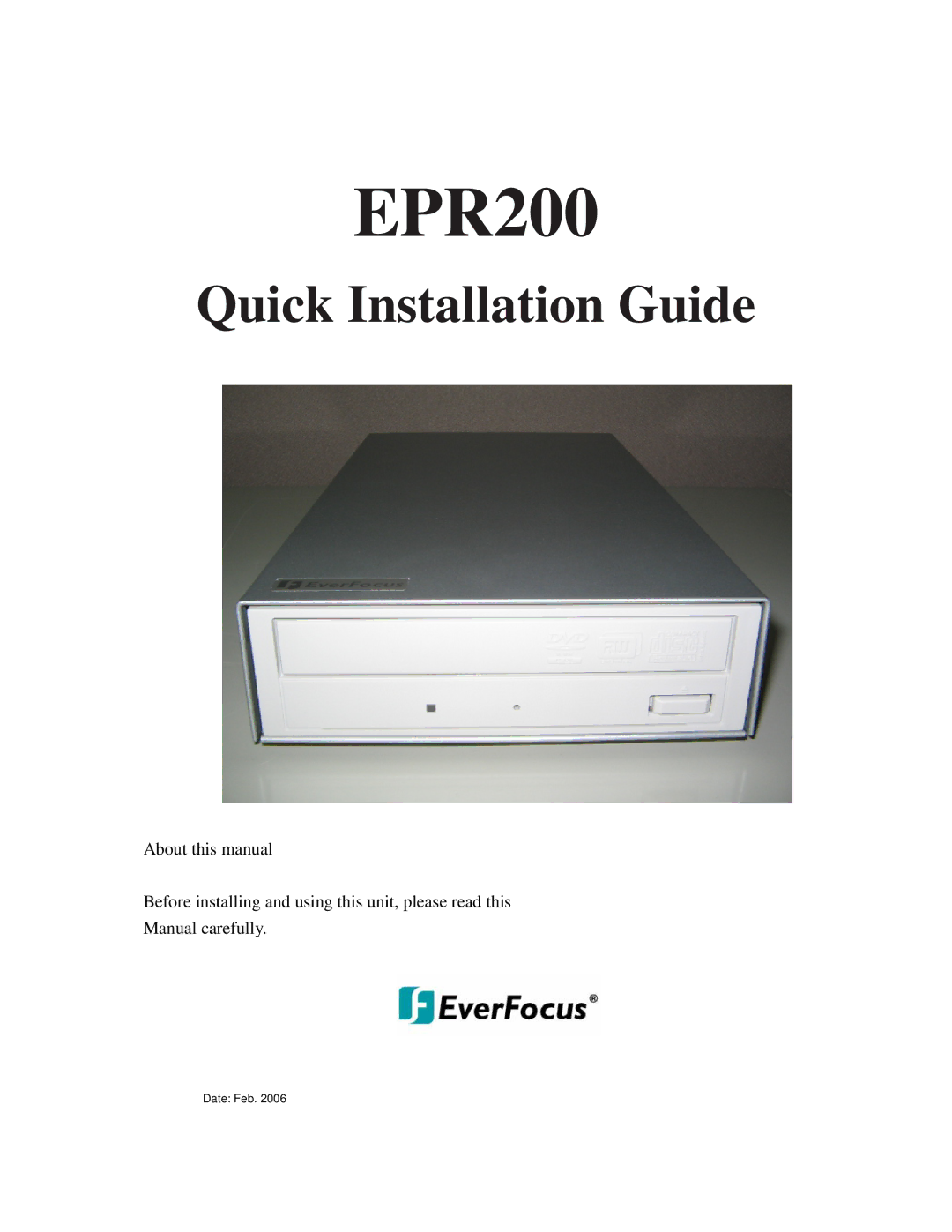 EverFocus EPR200 manual 