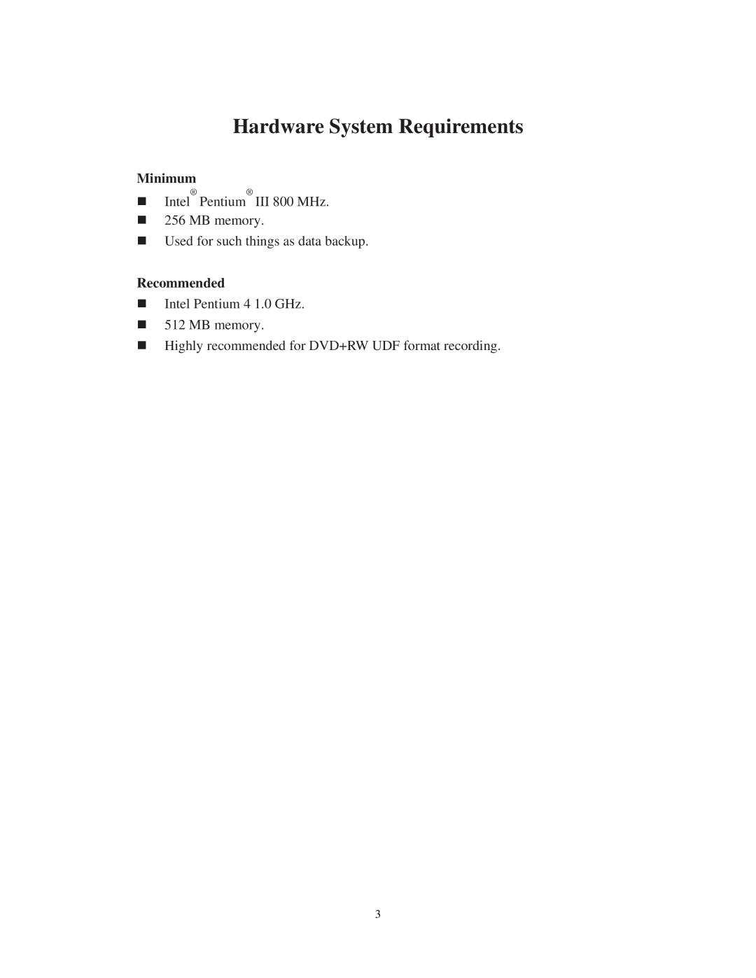 EverFocus EPR200 manual Hardware System Requirements, Minimum, Recommended 