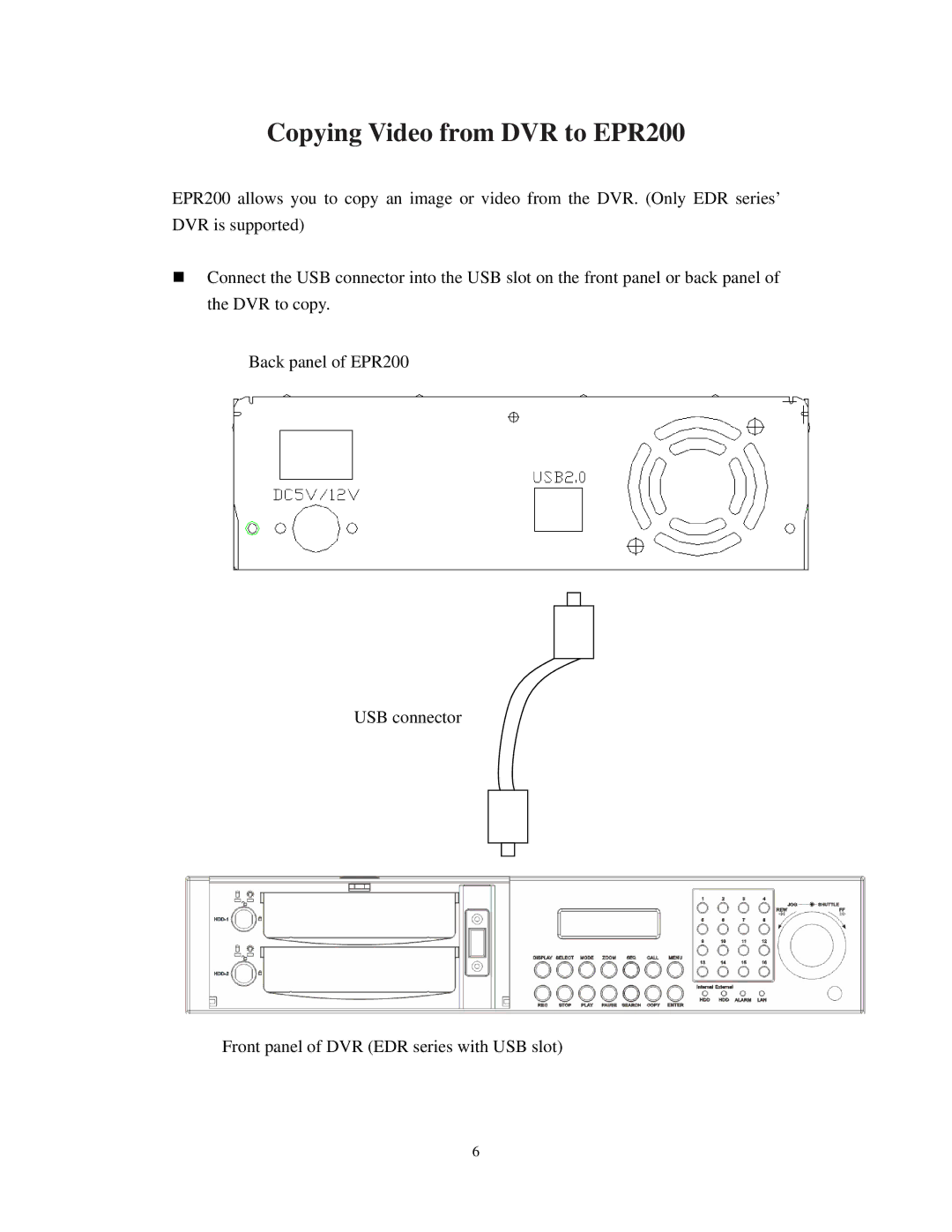 EverFocus manual Copying Video from DVR to EPR200 