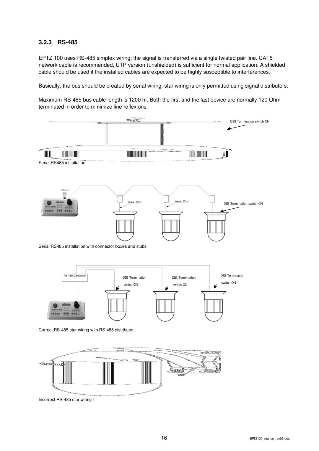 EverFocus EPTZ 100 manual 3 RS-485 