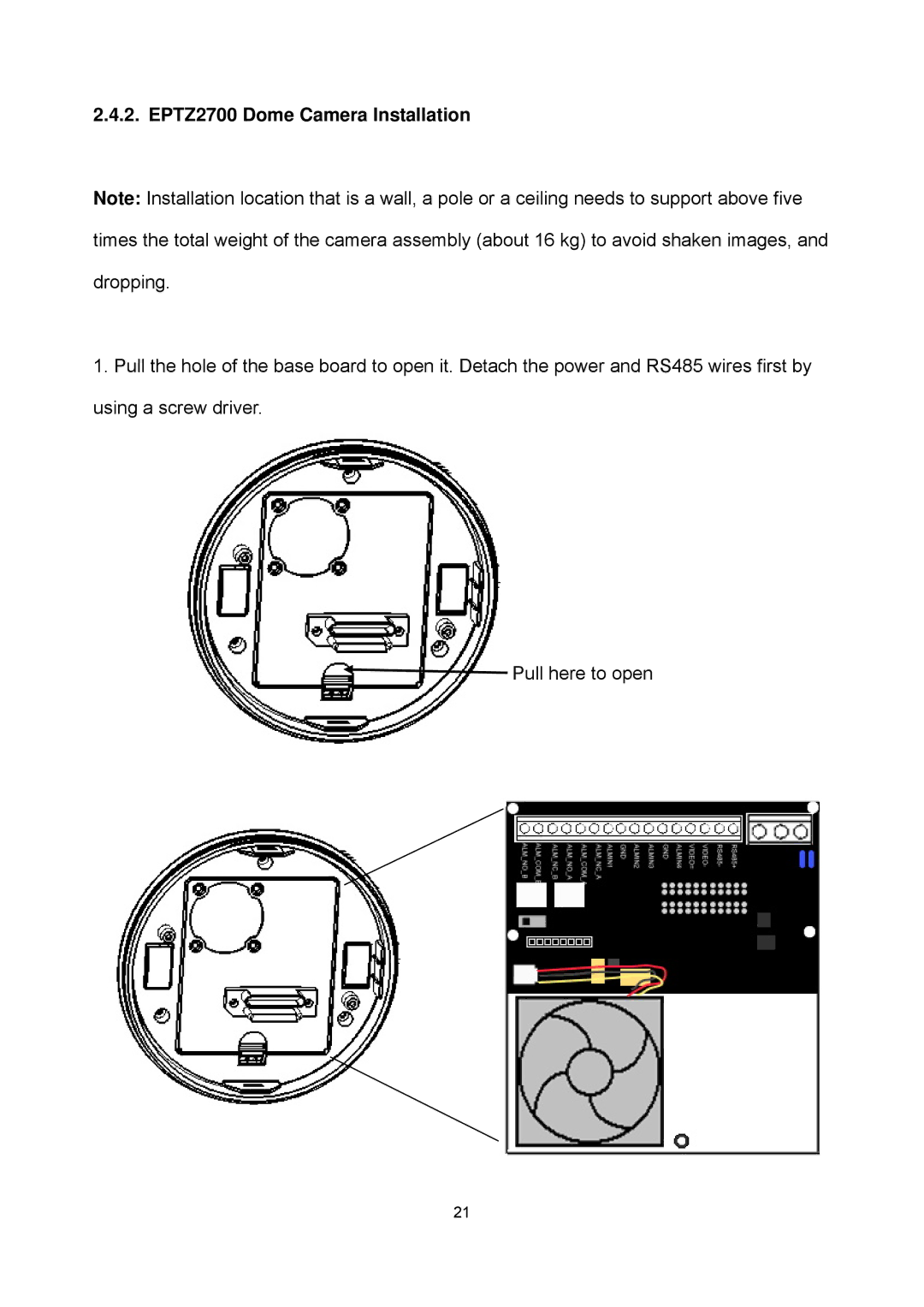 EverFocus EPTZ2700i user manual EPTZ2700 Dome Camera Installation 