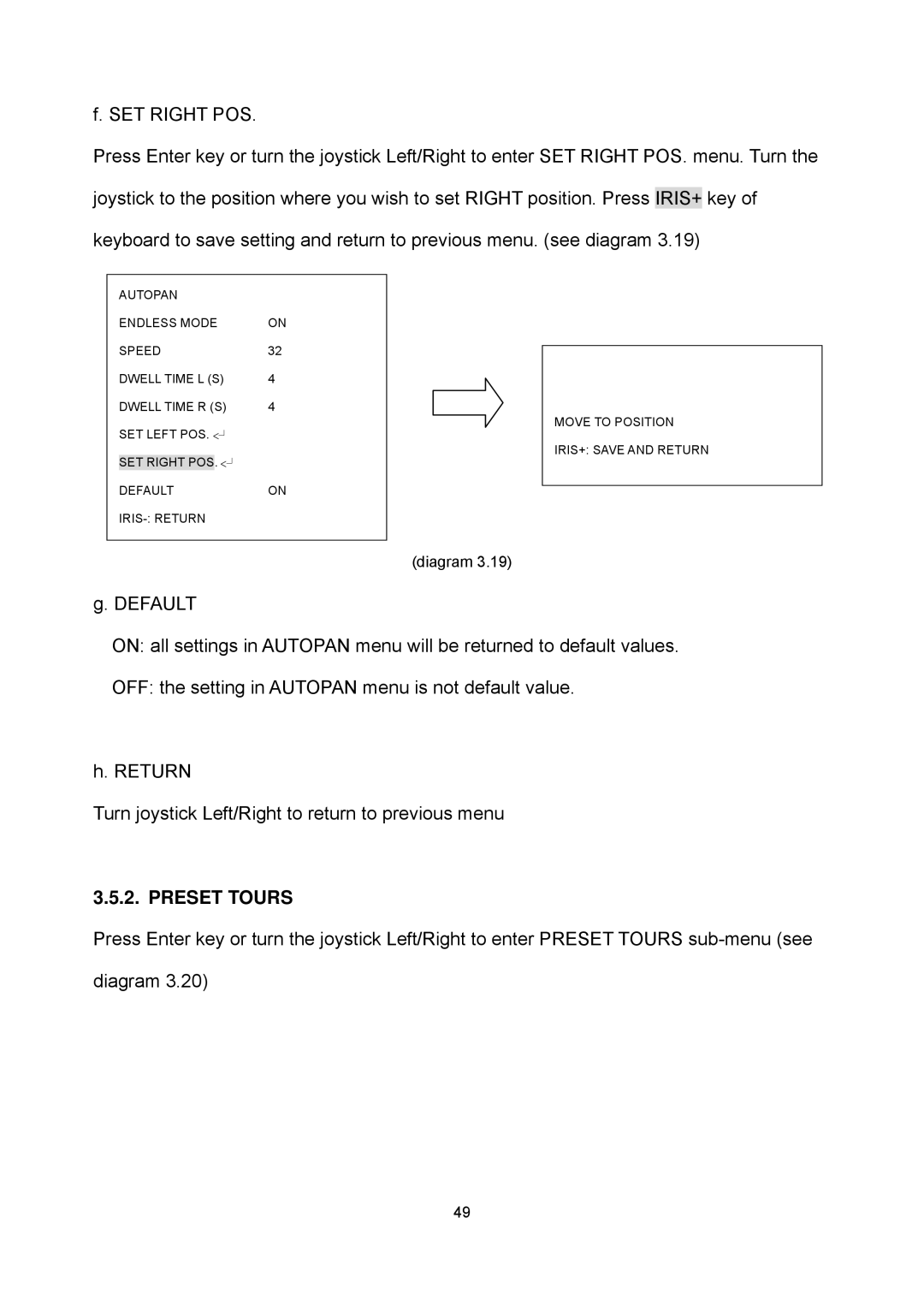 EverFocus EPTZ2700i user manual Preset Tours 