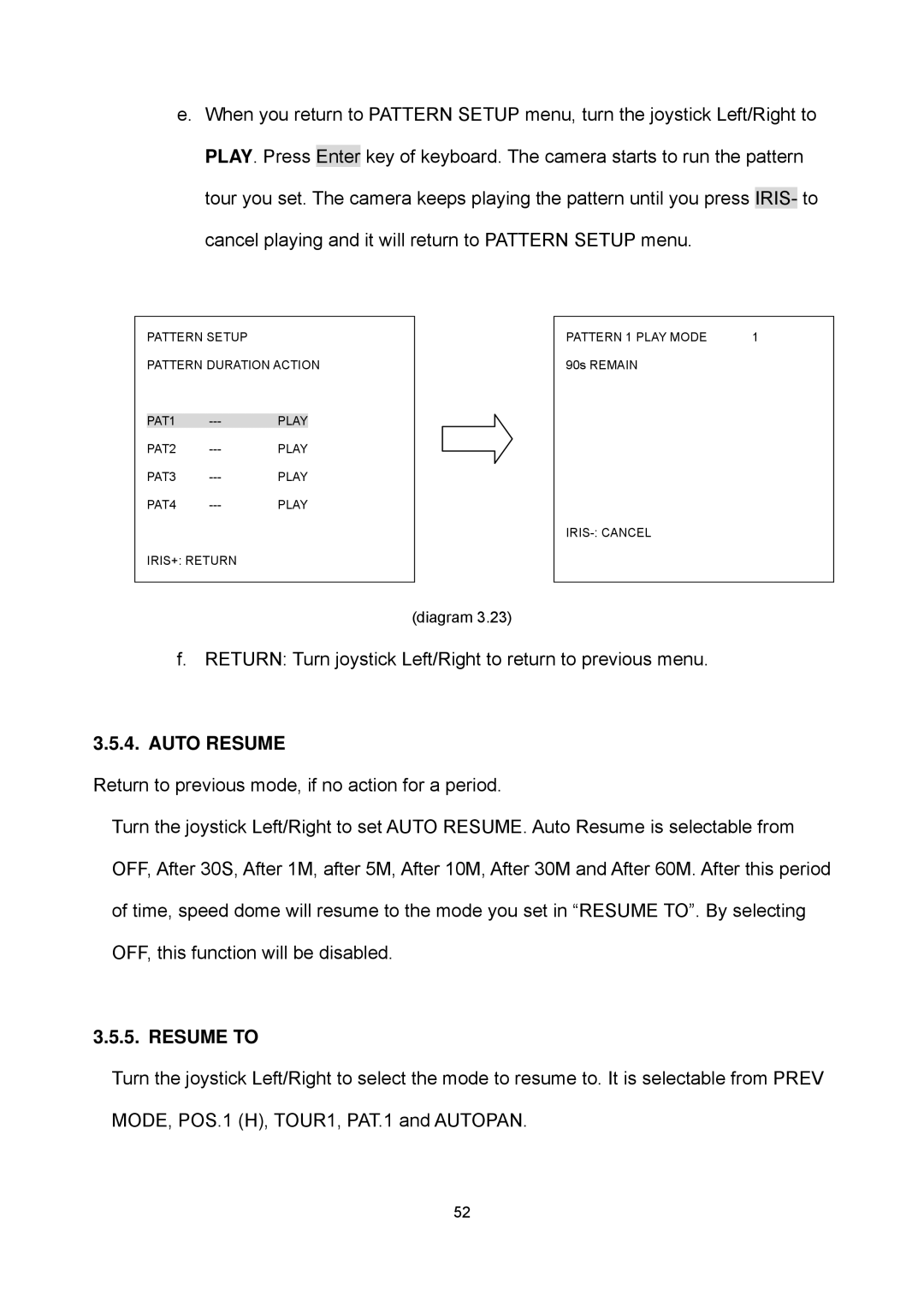 EverFocus EPTZ2700i user manual Auto Resume, Resume to 