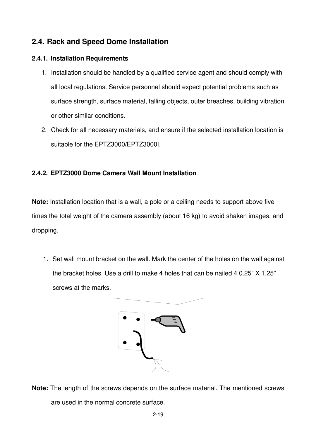 EverFocus Eptz3000, EPTZ3000I user manual Rack and Speed Dome Installation, Installation Requirements 