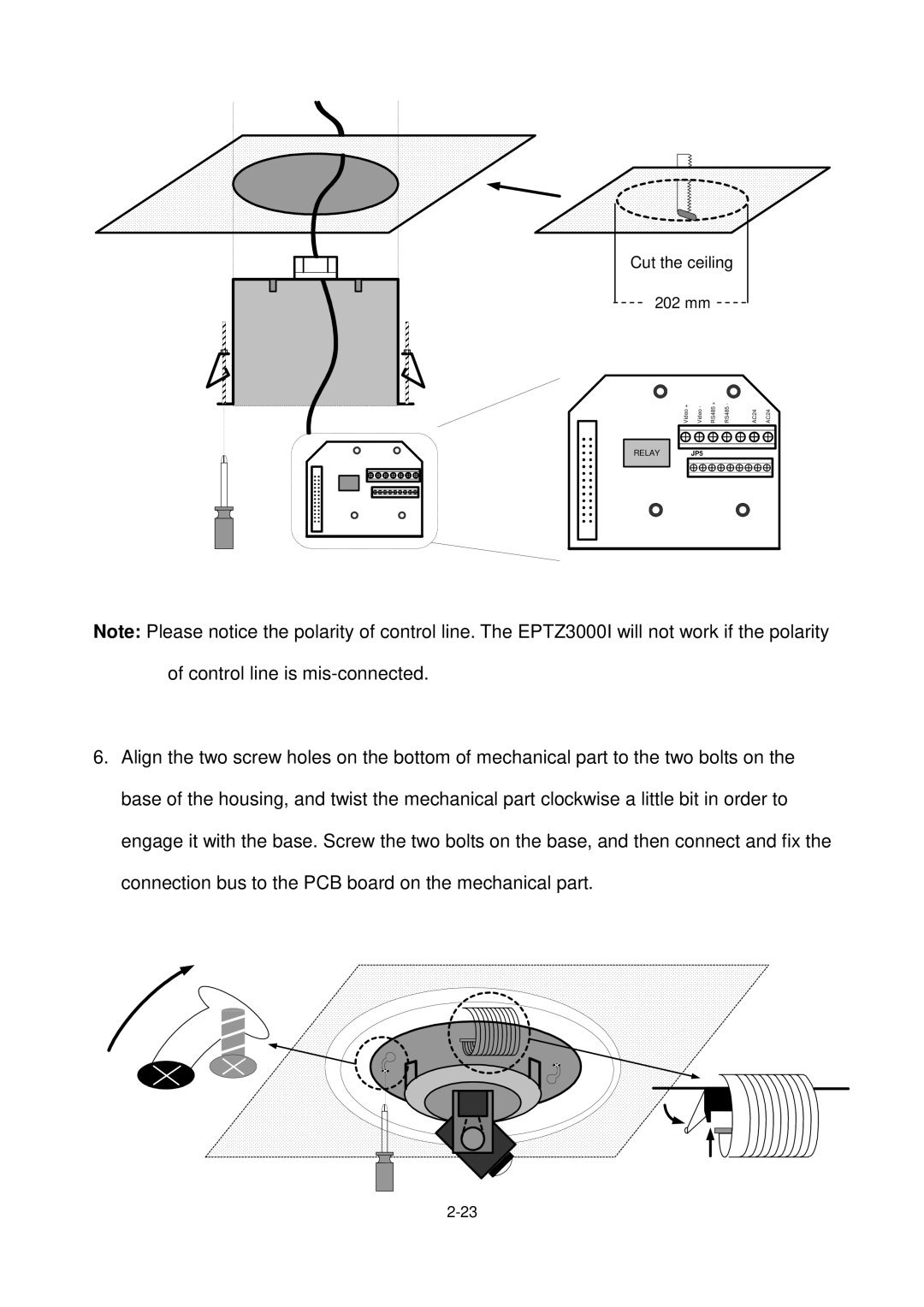 EverFocus Eptz3000, EPTZ3000I user manual Cut the ceiling 