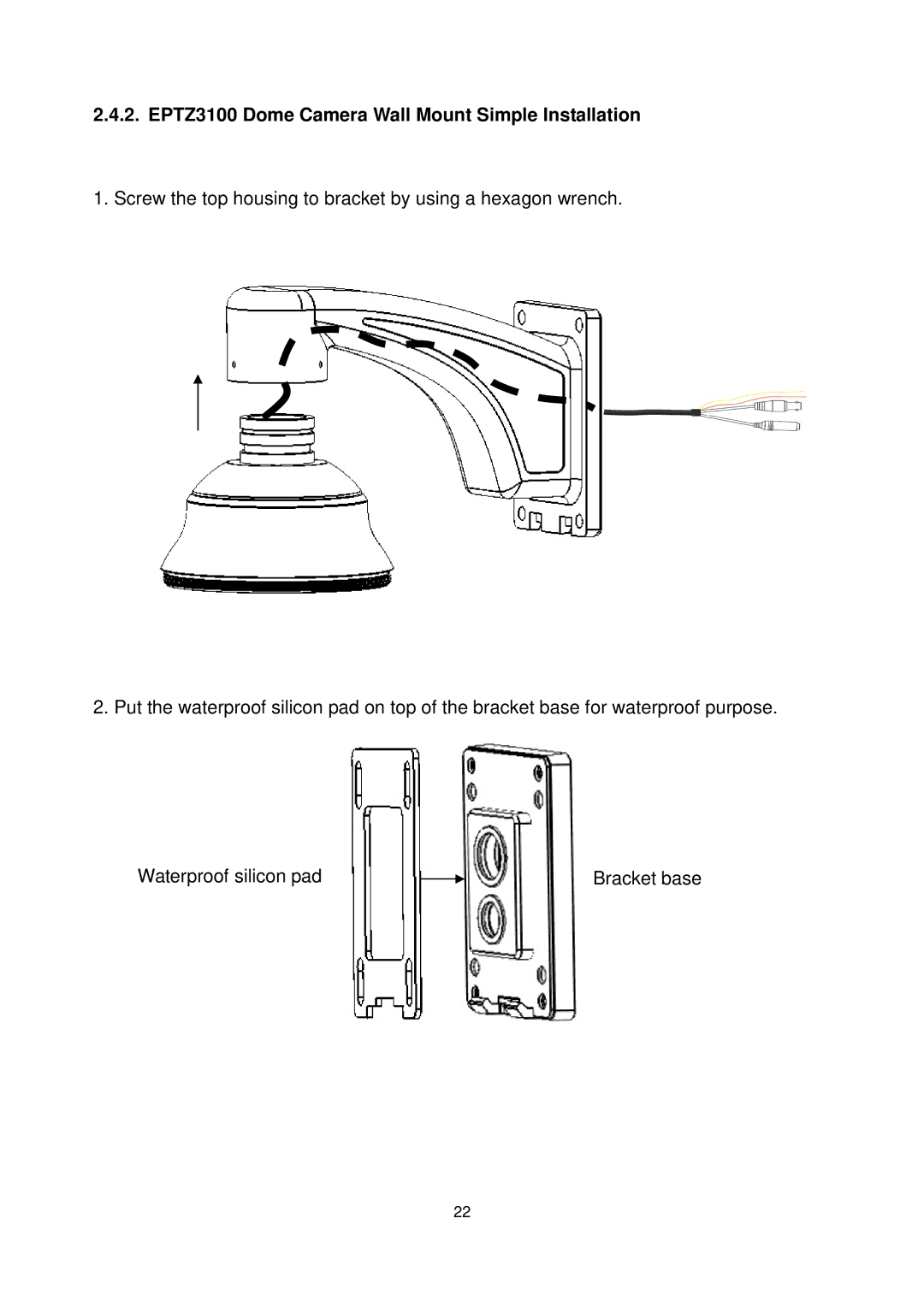 EverFocus EPTZ3100I user manual EPTZ3100 Dome Camera Wall Mount Simple Installation 