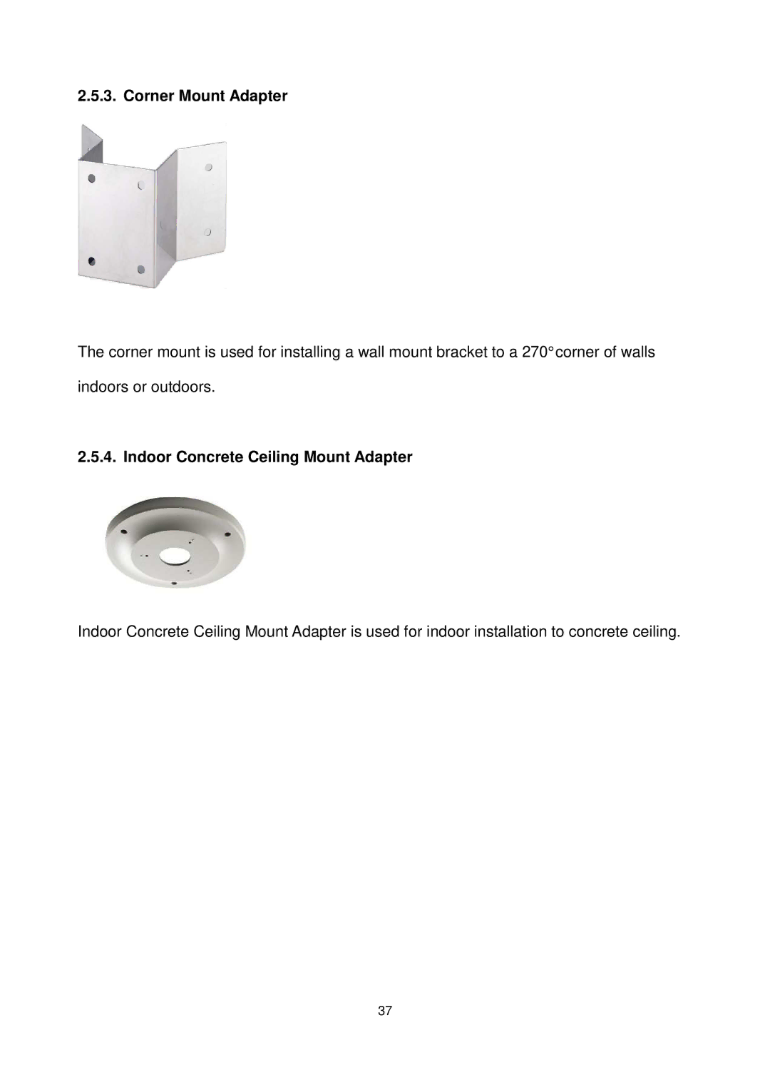 EverFocus EPTZ3100I user manual Corner Mount Adapter, Indoor Concrete Ceiling Mount Adapter 