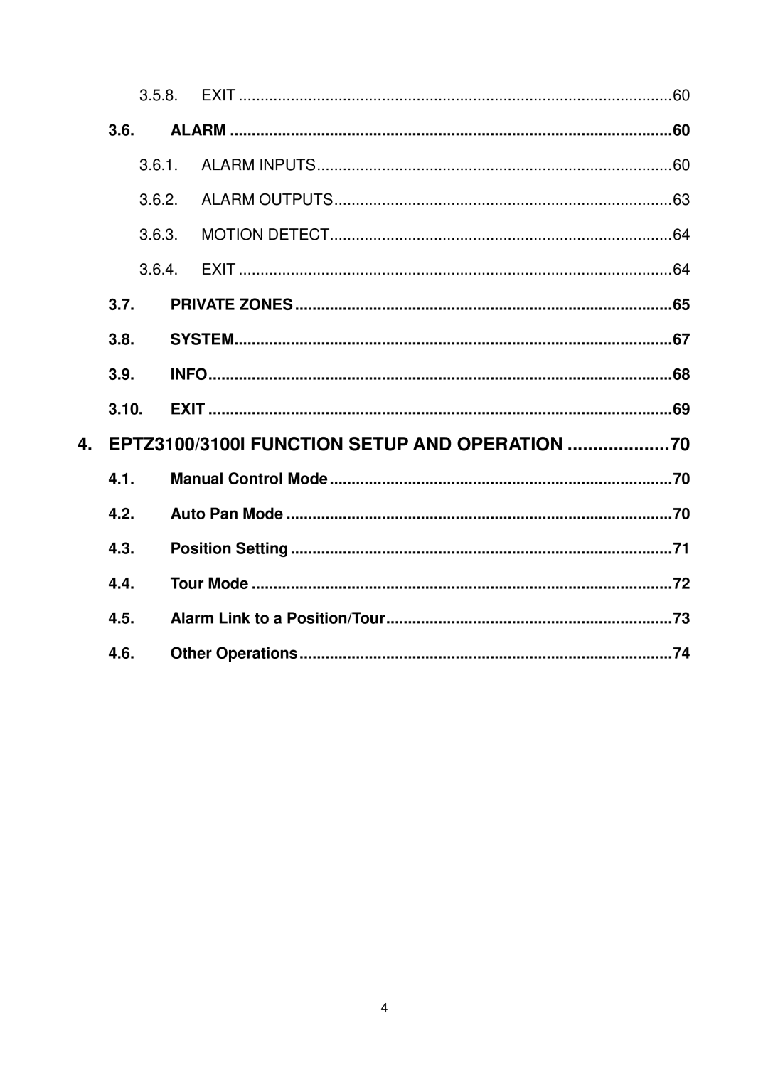 EverFocus EPTZ3100I user manual EPTZ3100/3100I Function Setup and Operation 