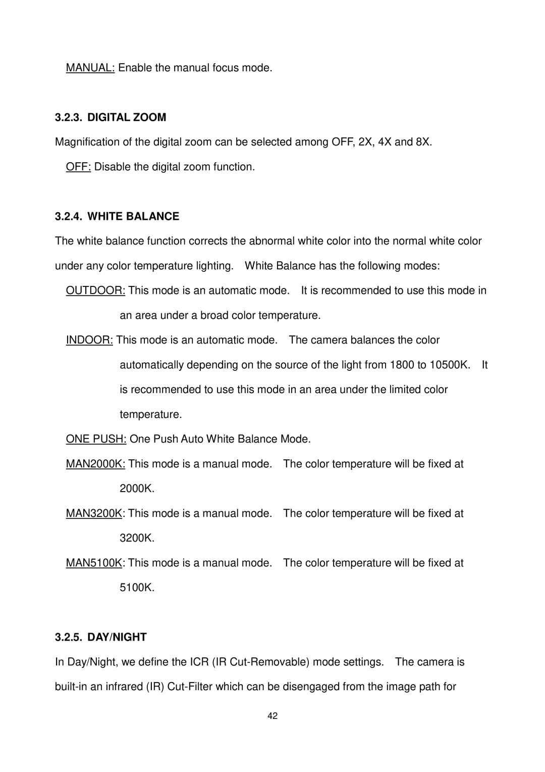 EverFocus EPTZ3100I user manual Digital Zoom, White Balance, Day/Night 