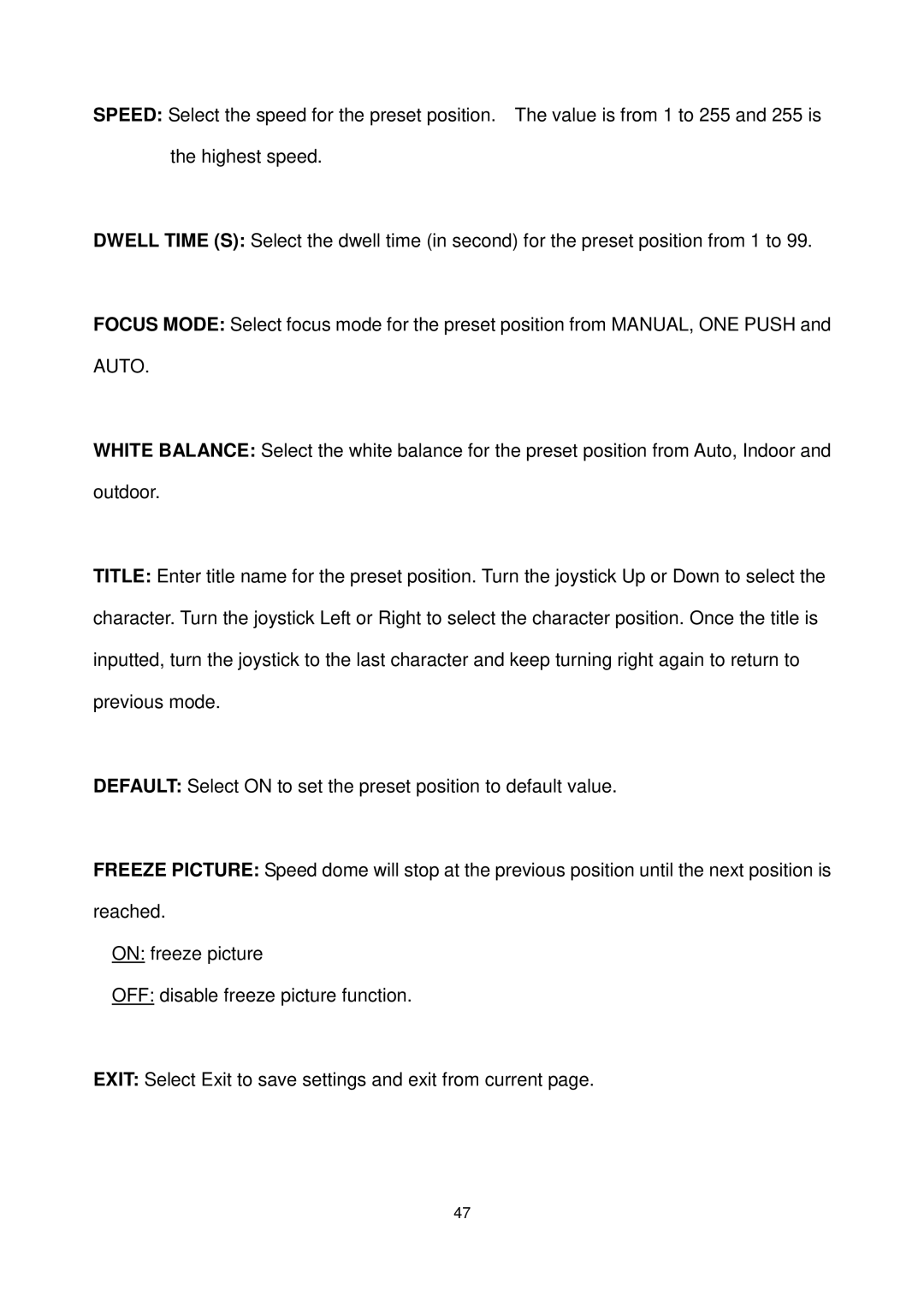 EverFocus EPTZ3100I user manual Auto 