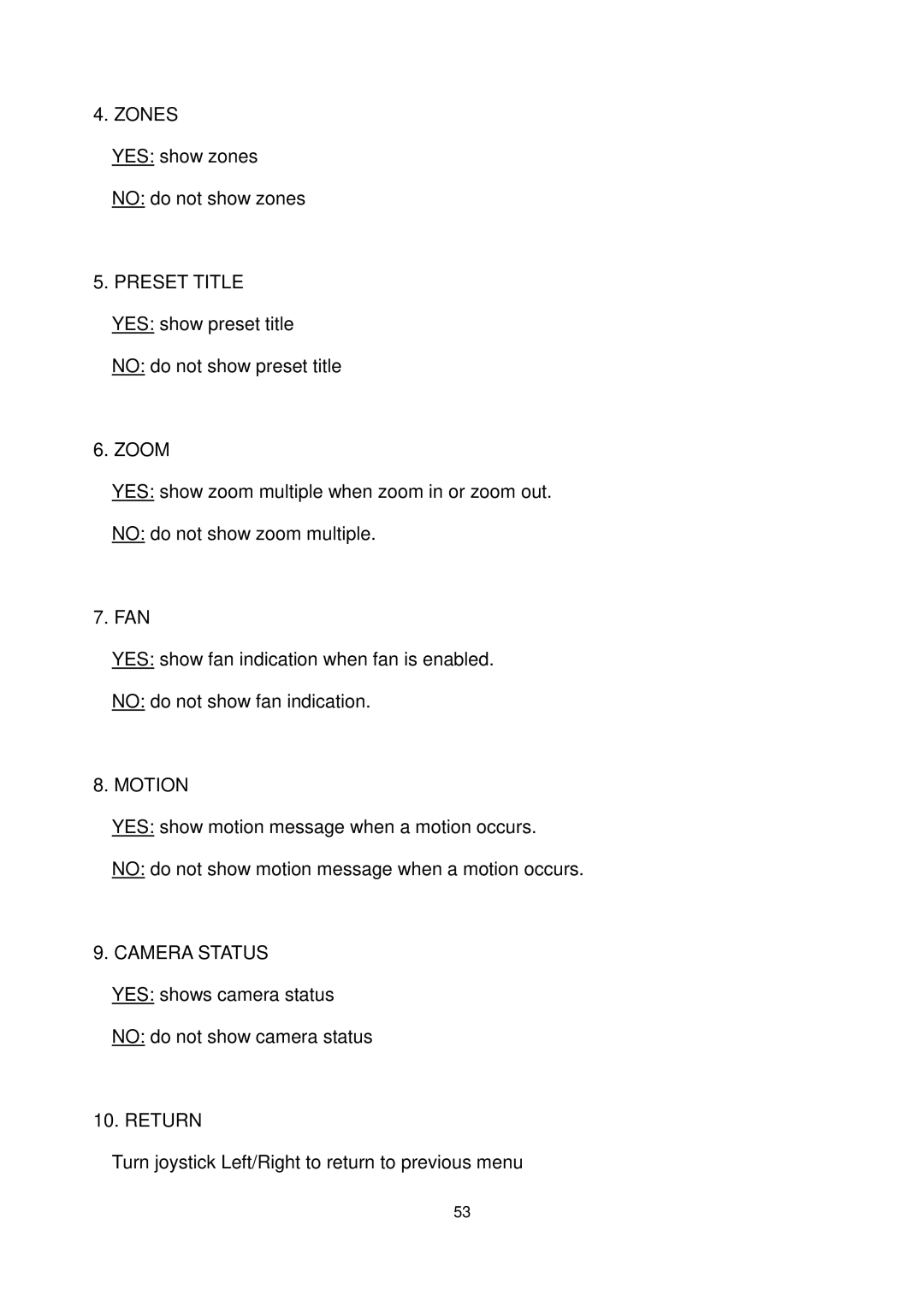 EverFocus EPTZ3100I user manual Camera Status 