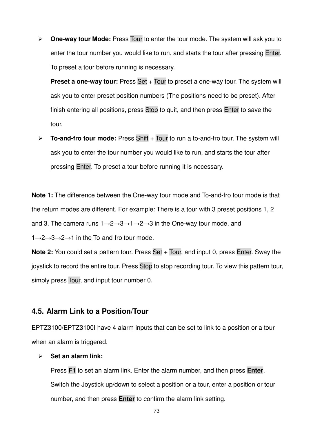 EverFocus EPTZ3100I user manual Alarm Link to a Position/Tour, Set an alarm link 