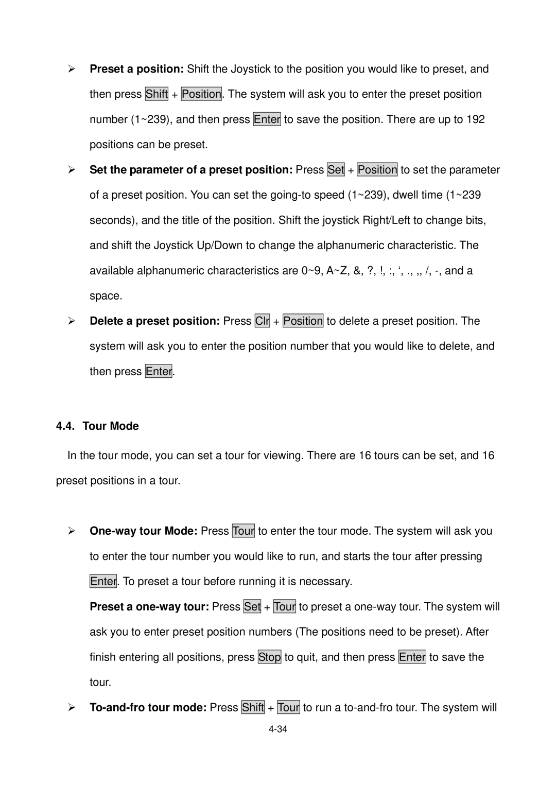 EverFocus EPTZ900 user manual Tour Mode 