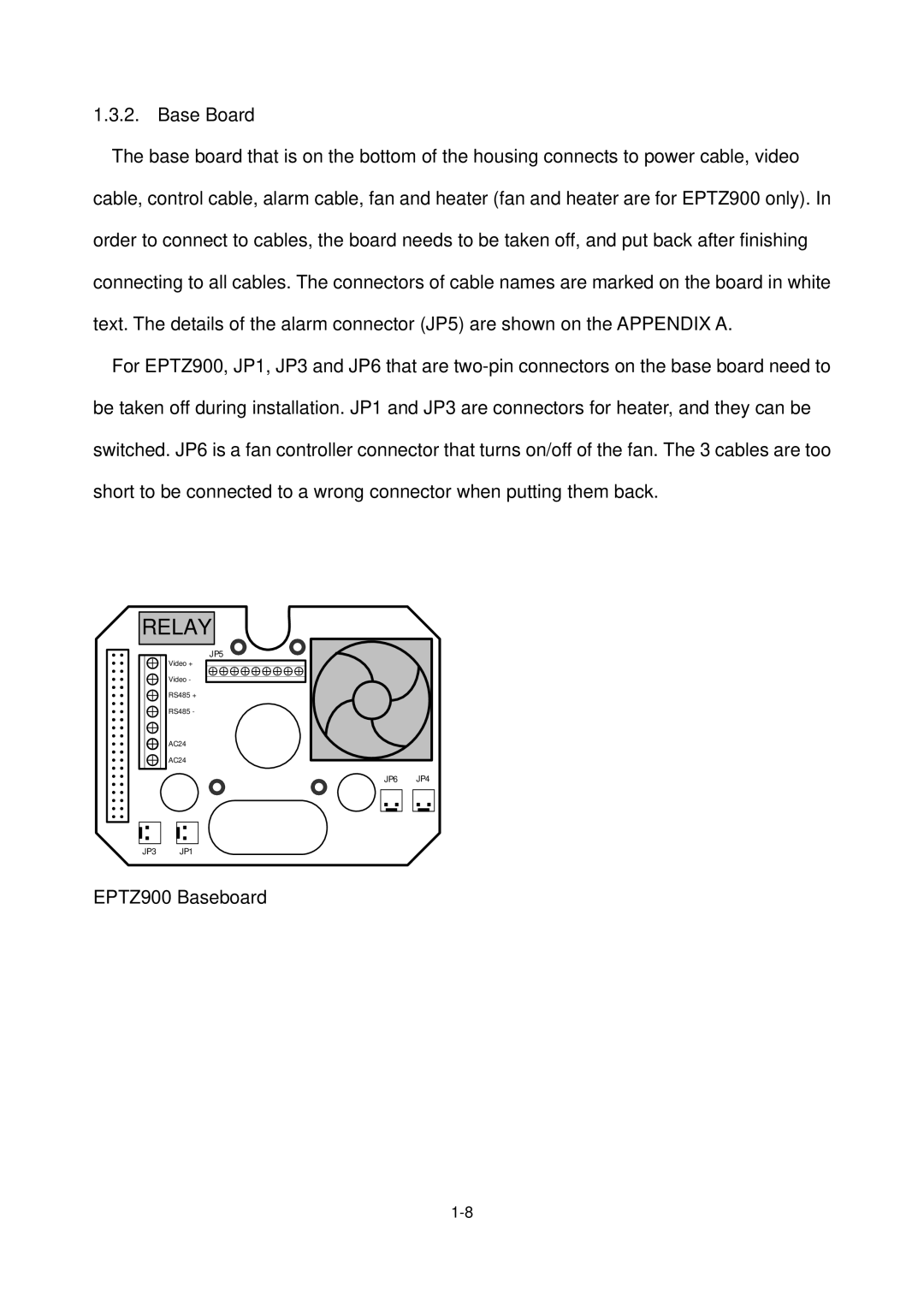 EverFocus user manual Relay, EPTZ900 Baseboard 