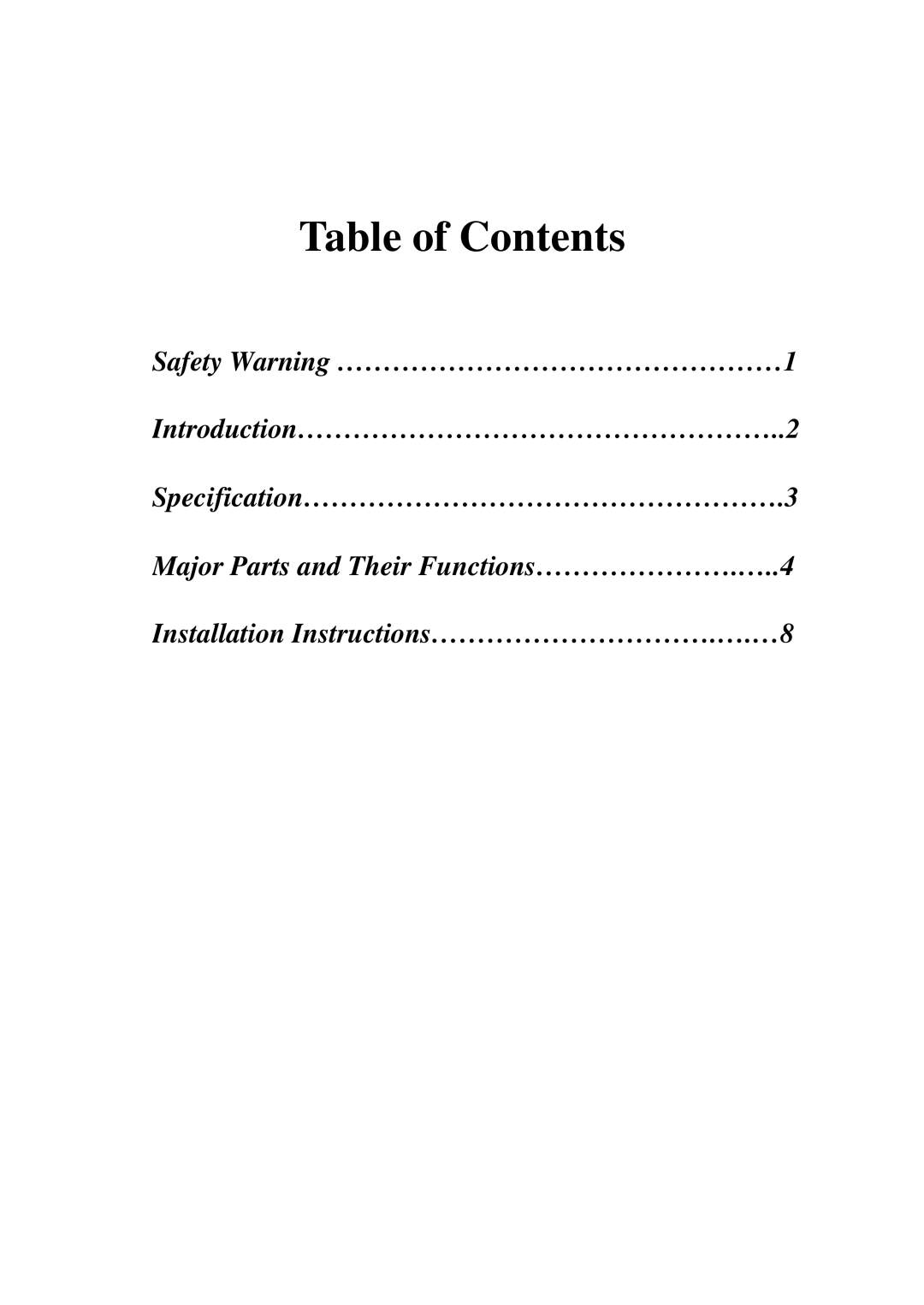 EverFocus EQ150 user manual Table of Contents 