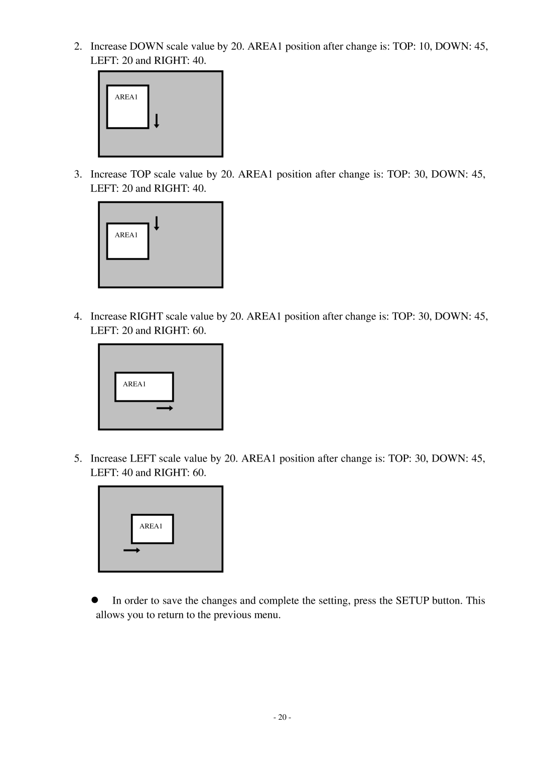 EverFocus EQ550 specifications AREA1 