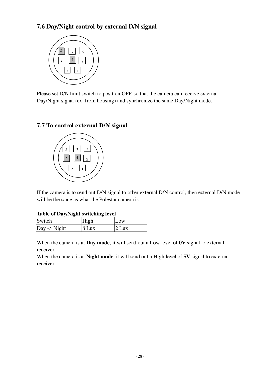 EverFocus EQ550 specifications Day/Night control by external D/N signal, To control external D/N signal 