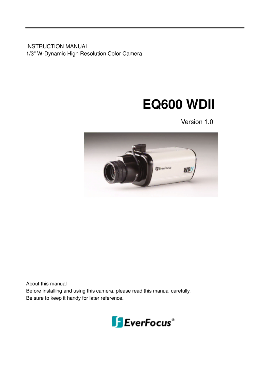 EverFocus EQ600 WDII instruction manual EQ600 Wdii 